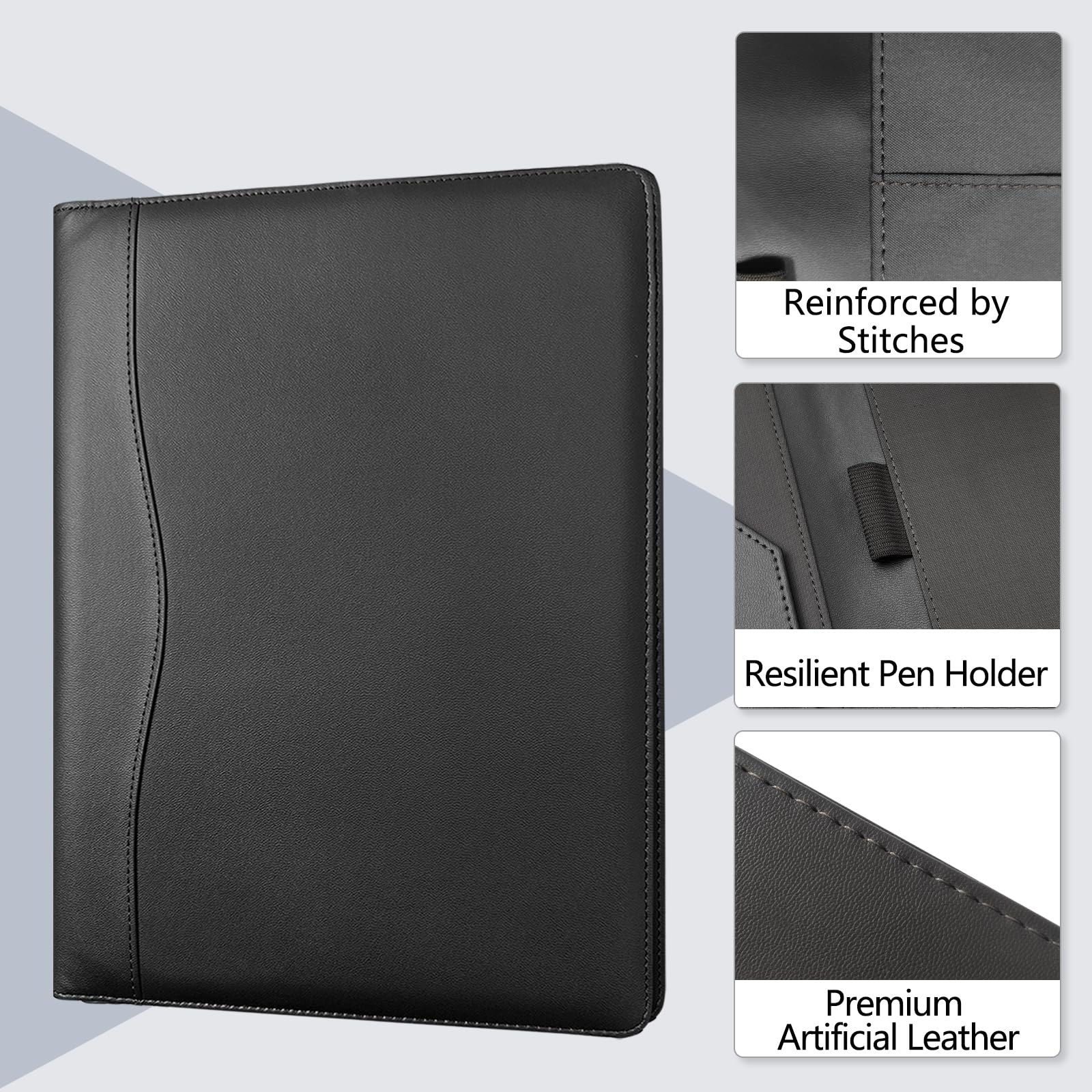 Padfolio Portfolio Organizer Legal Pad Holder Padfolio Folder Leather Portfolio Storage Clipboard Notepad with Cover for Letter Size A4 Writing Pad for Business and School Office