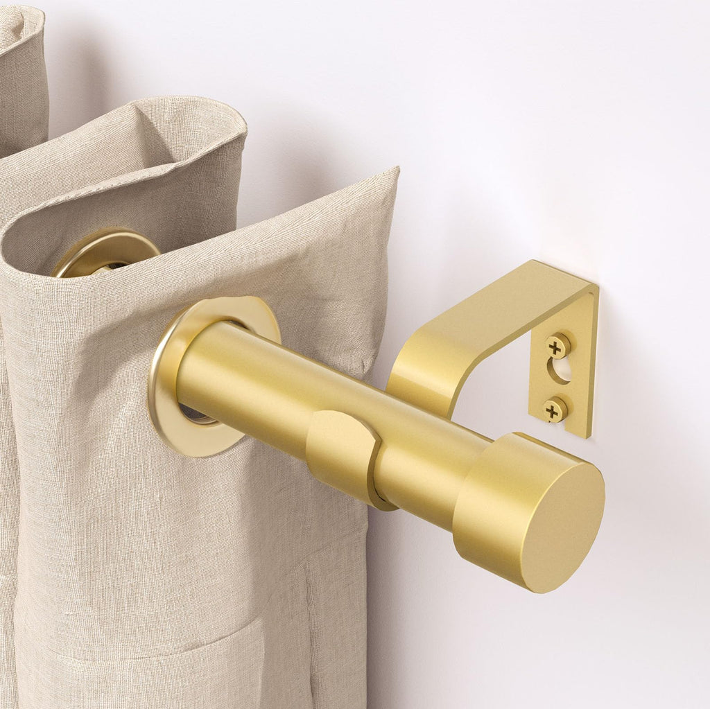 Ueuttiy Adjustable Curtain Rods for Windows 16-75", Cylindrical End Cap, 1-Inch-Diameter,Gold(40-190cm)