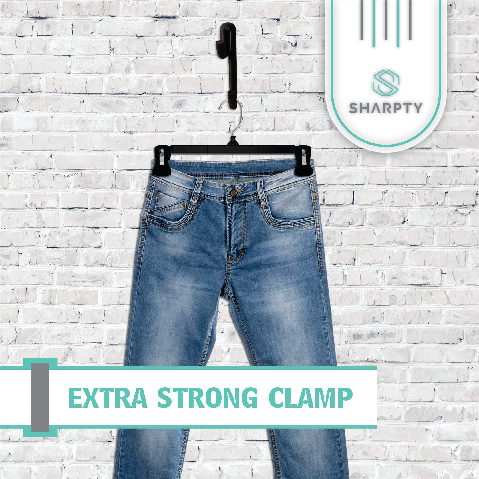 Sharpty Pant & Skirt Hangers - Closet Hangers for Shorts, Shirts, Jeans, Dresses, Slacks, Coats, Clothes, Clothing, Garments & More - Durable, Space Saving & Non-Slip, Black - 25 Pack
