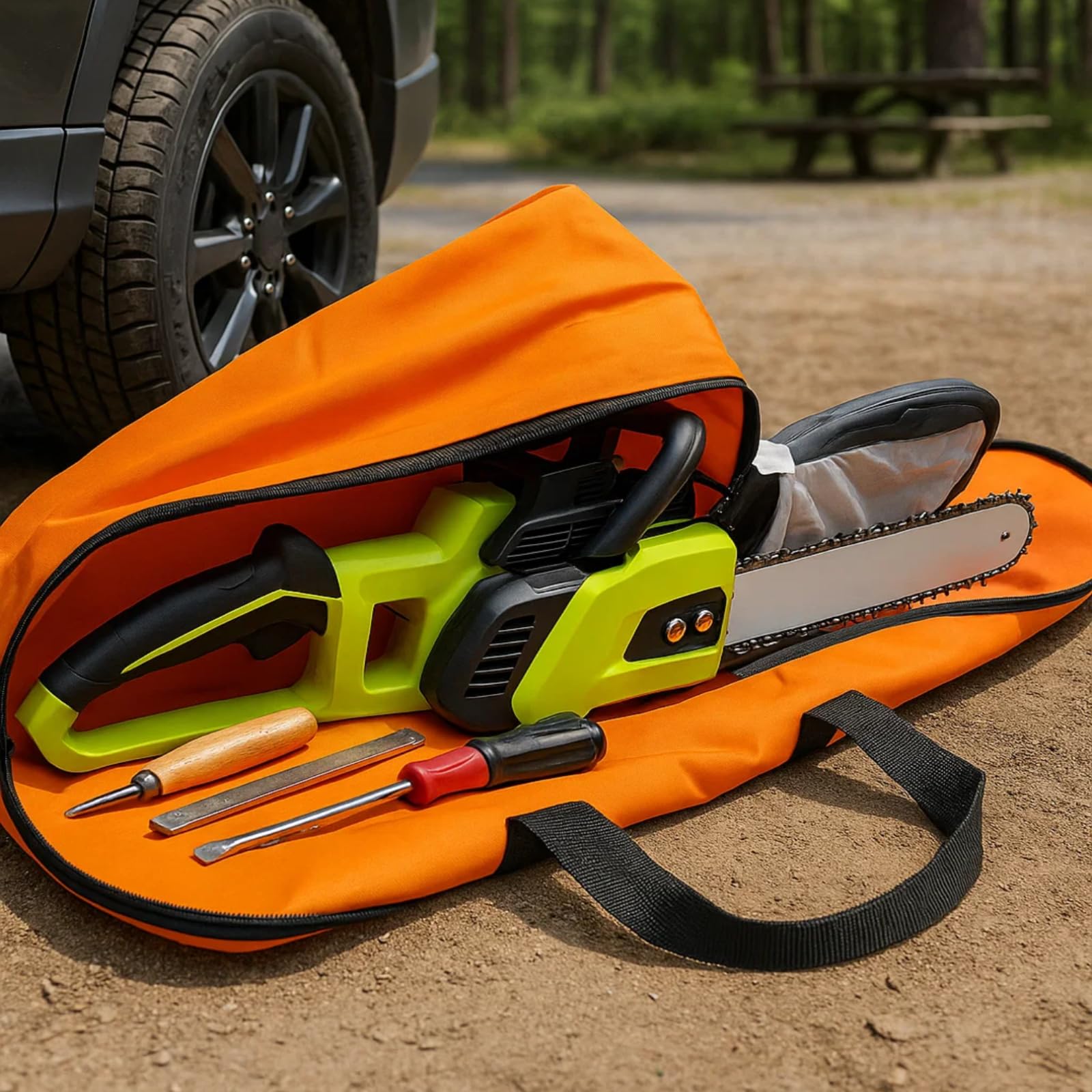 Poweka Chainsaw Bag Carrying Case Portable Protection Waterproof Holder Fit for Stihl Husqvarna 12''/14''/16'' Chainsaw Storage Bag(Orange)