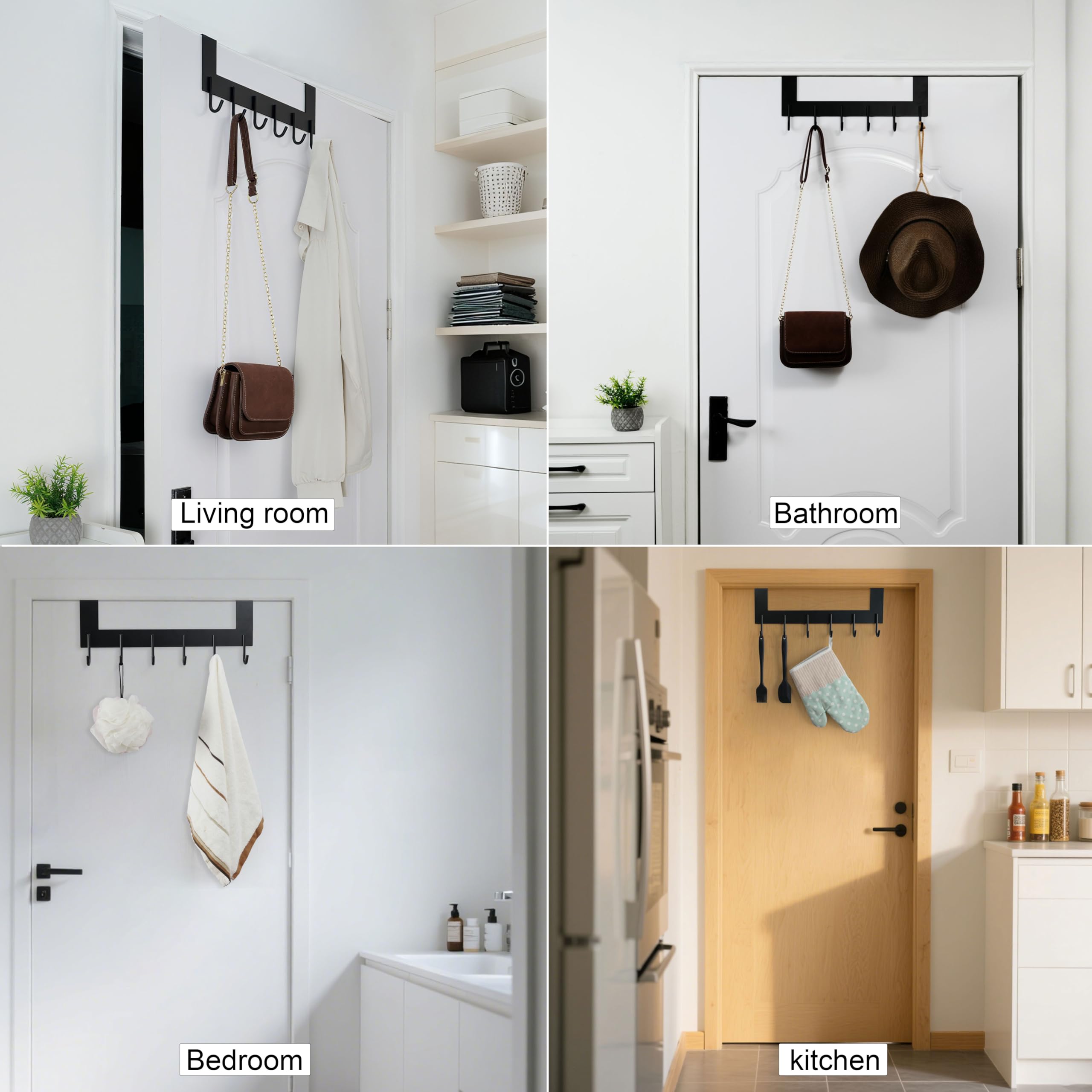 WEBI Over The Door Hook for Hanging Door Hanger Over Door Towel Rack Over The Door Coat Rack Hanger for Towels,Clothes,Back of Bathroom,Black