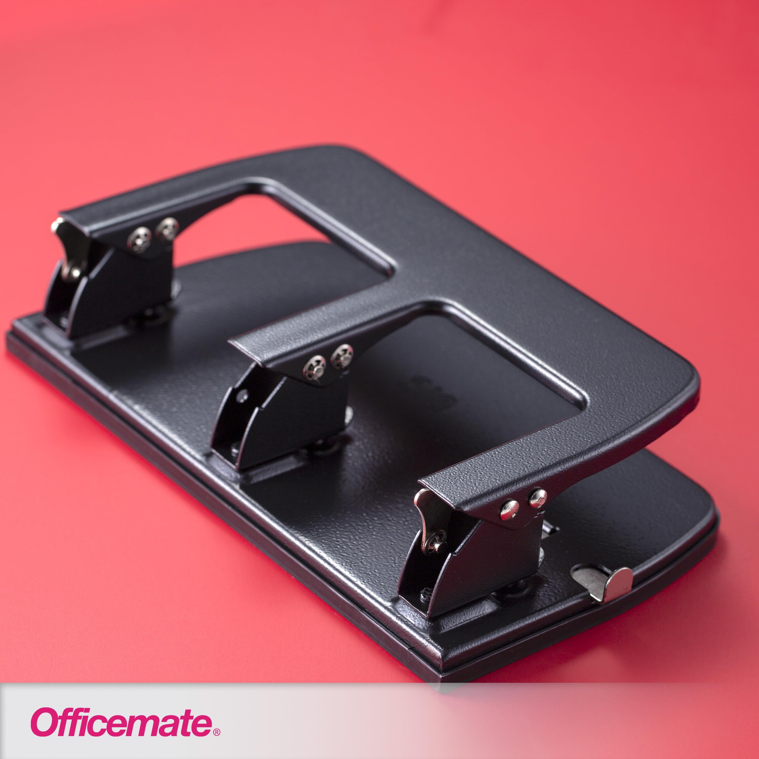 Officemate Medium Duty 3 Hole Punch with Ergonomic Handle, 30 Sheet Capacity, Black (90088)