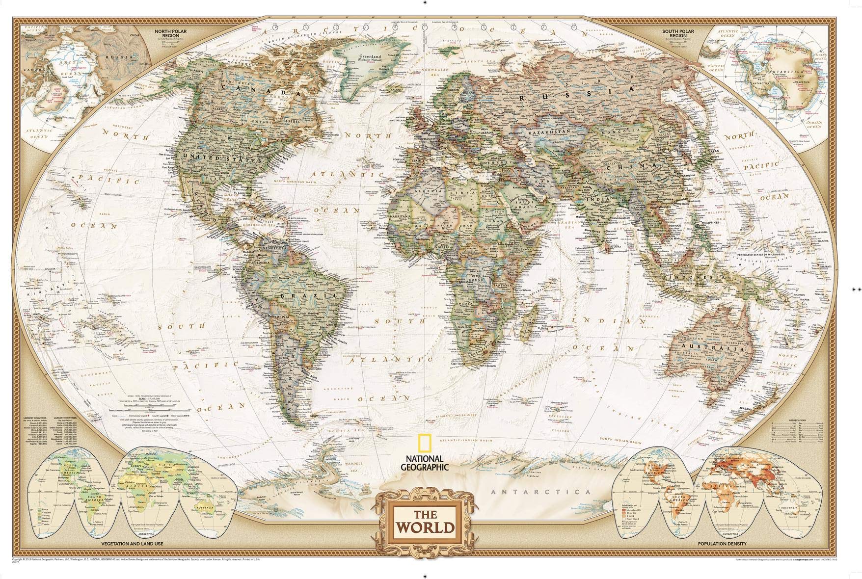 National Geographic Maps: World Executive Wall Map - 24 x 36 inch Poster - Folded