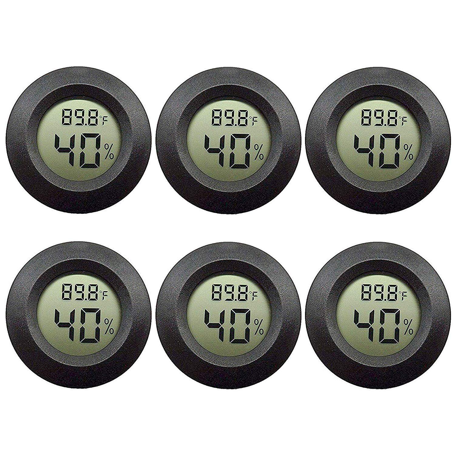 EEEkit 6-Pack Thermometer Hygrometer, Humidity Temperature Meter Gauge with LCD Monitor for Home Greenhouse Basement