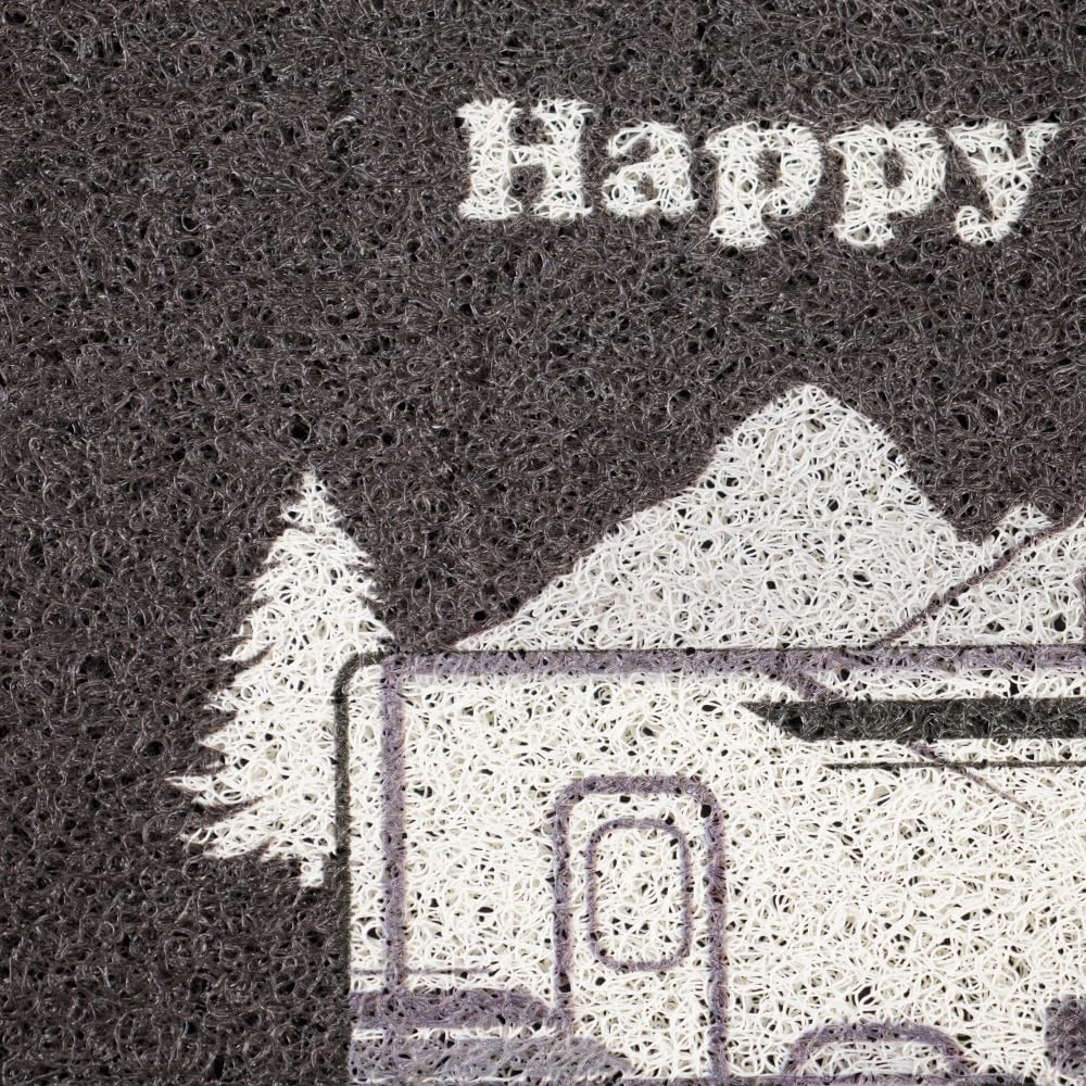 Aucuda Happy Camper RV Door Mat for Indoor Outside Entrance, Camper Entrway Rugs Welcome Mat for Front Door,RV, 24"x16" Non-Slip Front Door Mat for Summer, Camping Door Mat Traps Dirt&Liquid, Grey Car