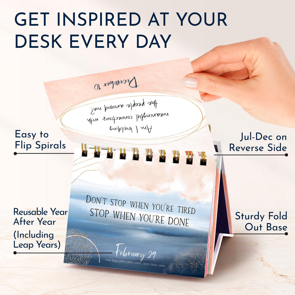 RYVE Motivational Calendar - Daily Flip Calendar with Inspirational Quotes - Desk Decor and Accessories, Inspirational Gifts and Motivational Gifts for Women, Office Decor and Desk Accessories