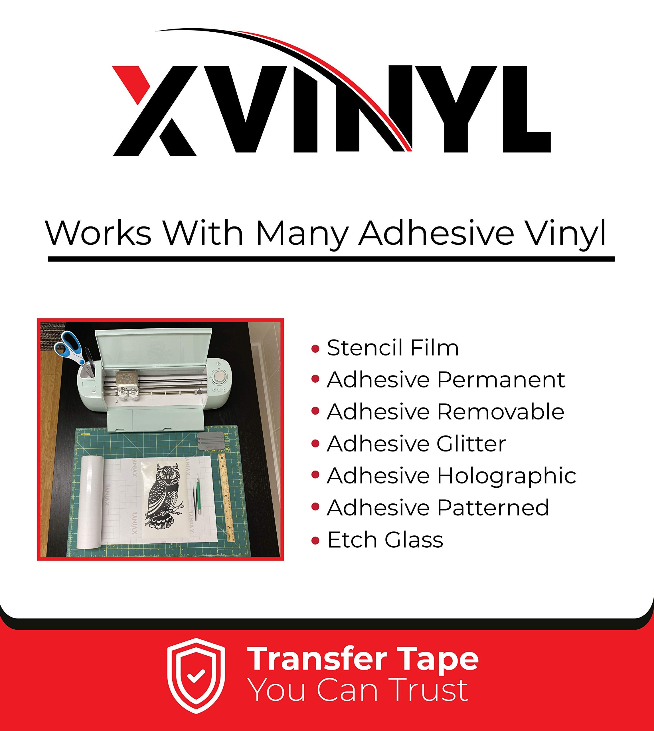 Xvinyl Transfer Tape for Vinyl - Clear Grid 12”x50FT Transfer Tape Roll Works Great with Oracal 651, 631 and Cricut Vinyl