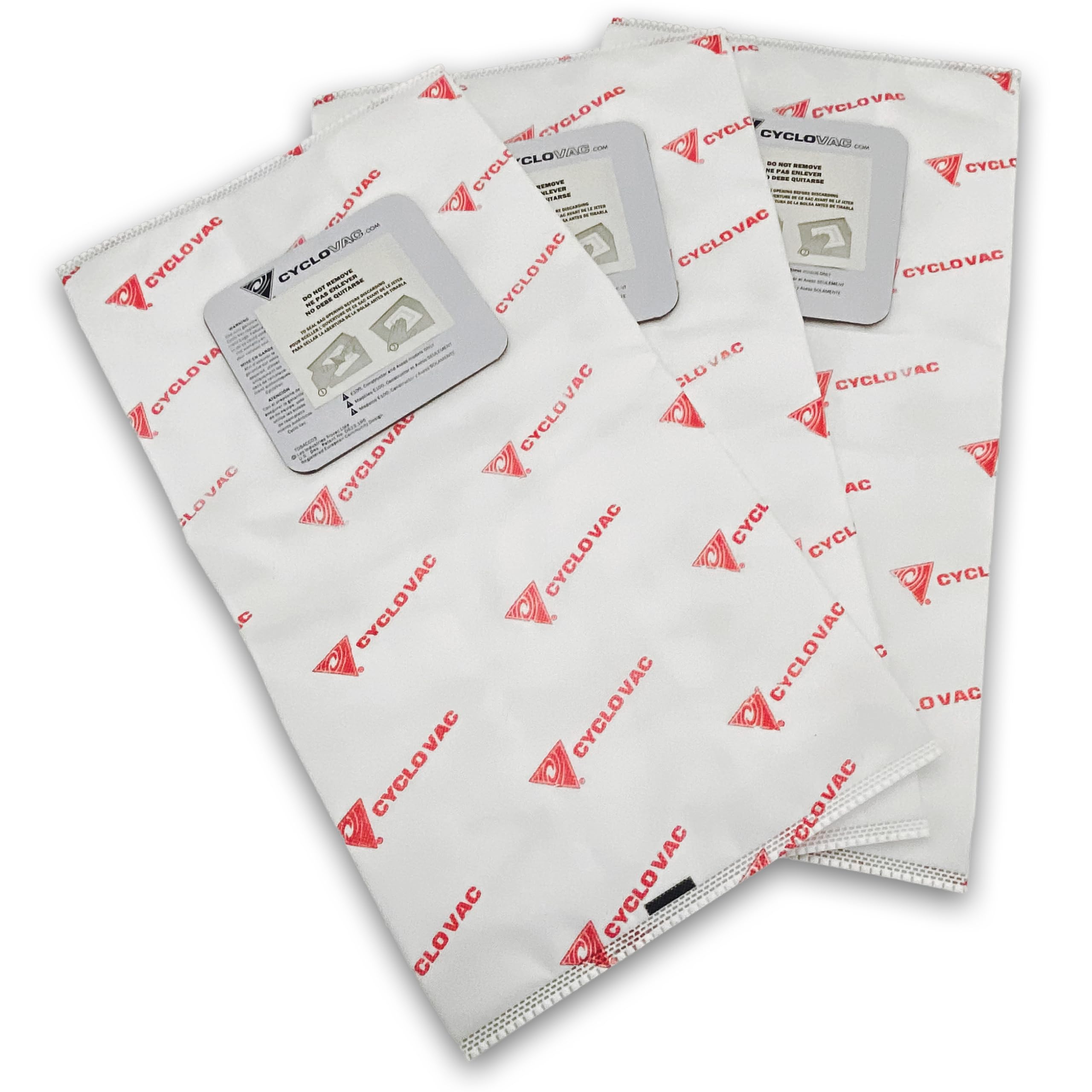CYCLOVAC | TDSAC91C | Heavy Duty Central Vacuum Electrostatic Filter Bag with 3 Notches | Set of 3 Bags | 16 L (3.6 GAL)
