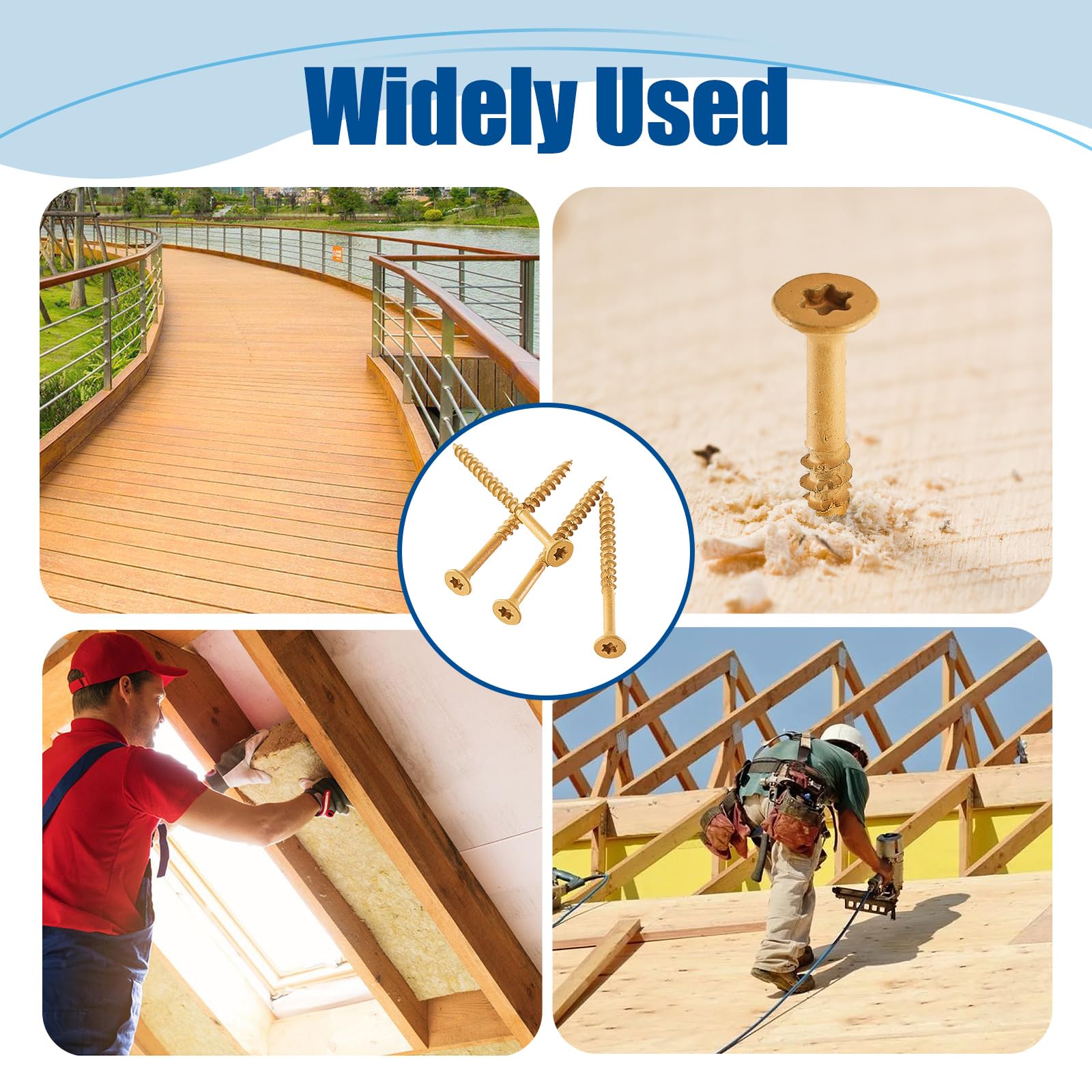 ANCHOREASE Wood Screws #8×1-1/2″, 300 Pcs, Deck Screws, Rust Resistant, Exterior Epoxy Coated, Outdoor Decking Screws, Torx/Star Drive Head Deck Screw, 2 Pcs T25 Star Bit Included, Tan