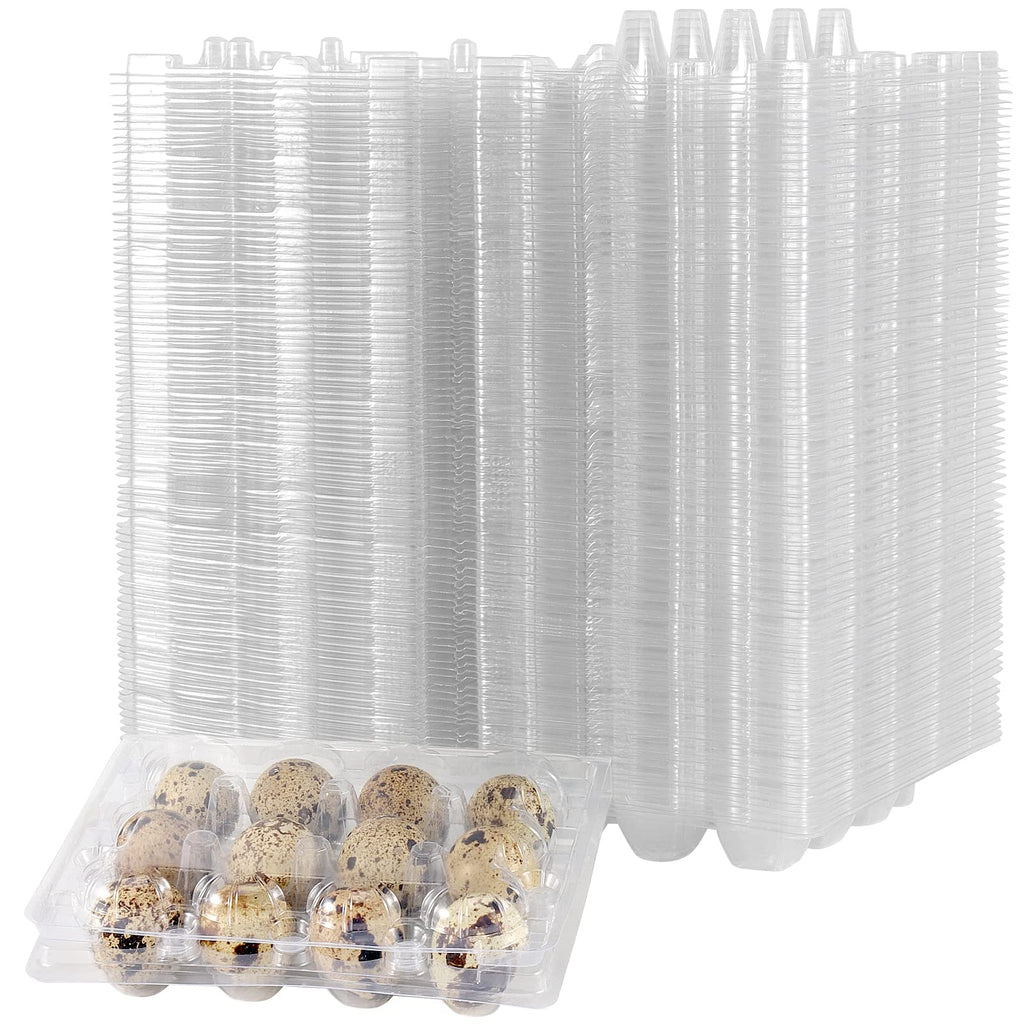 MANCHAP 150-Pack Clear Plastic Quail Egg Cartons, 12-Grid Storage Container with Lid，Clear Quail Eggs Carton Holders