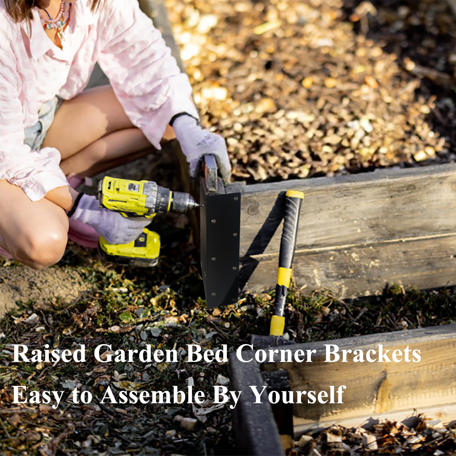 4 Pack Raised Bed Corner Metal Connector, Durable Metal Garden Corner Bracket, Suitable Flower or Vegetable Gardens Beds (4, 11 * 3 * 3in)