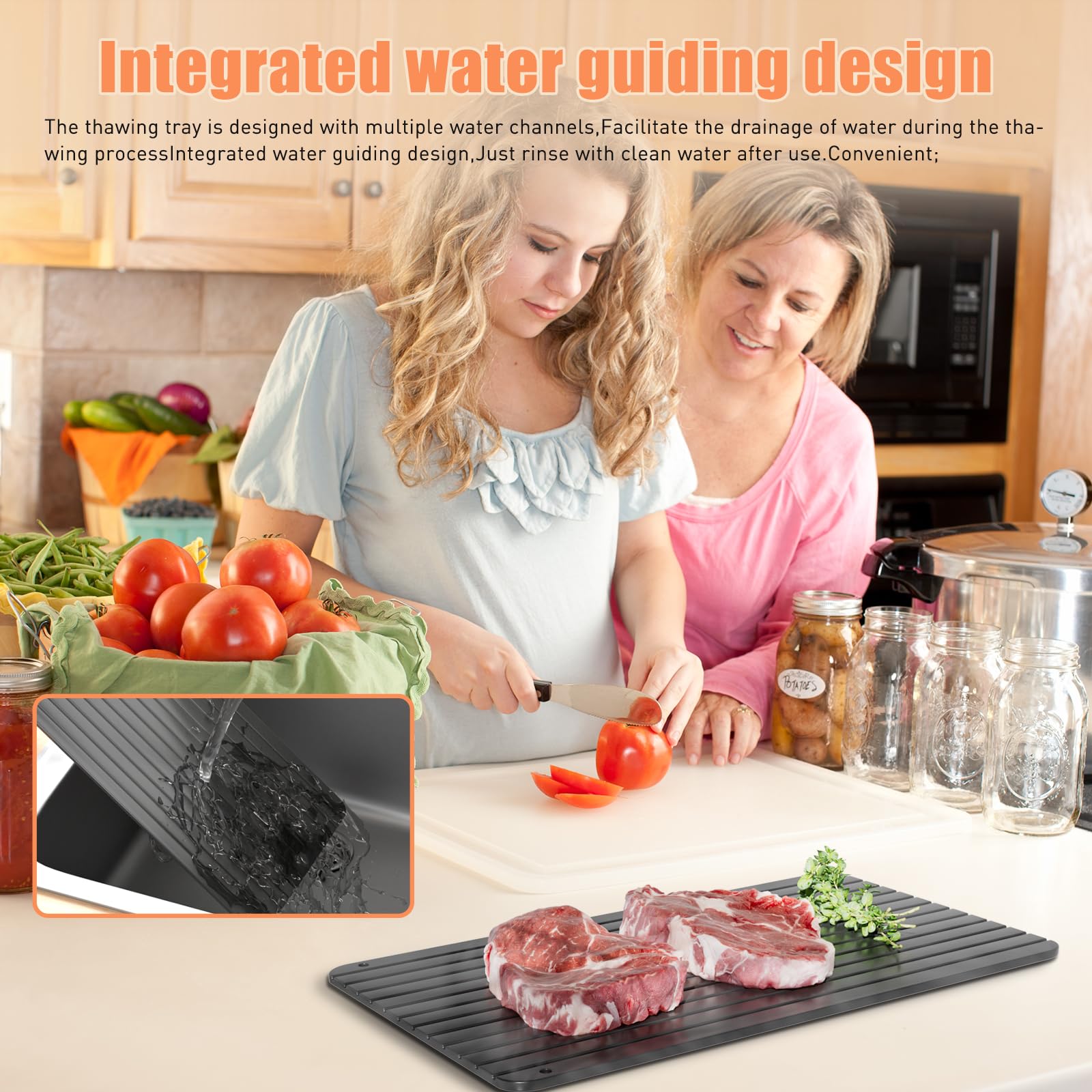 Thawing Plate Aluminum Alloy Quick Thawing Board Kitchen Tool for Freezing Quick Thawing Ingredients Such As Meat, Steak, Chicken and Fish-no Electricity, No Microwave (Black)