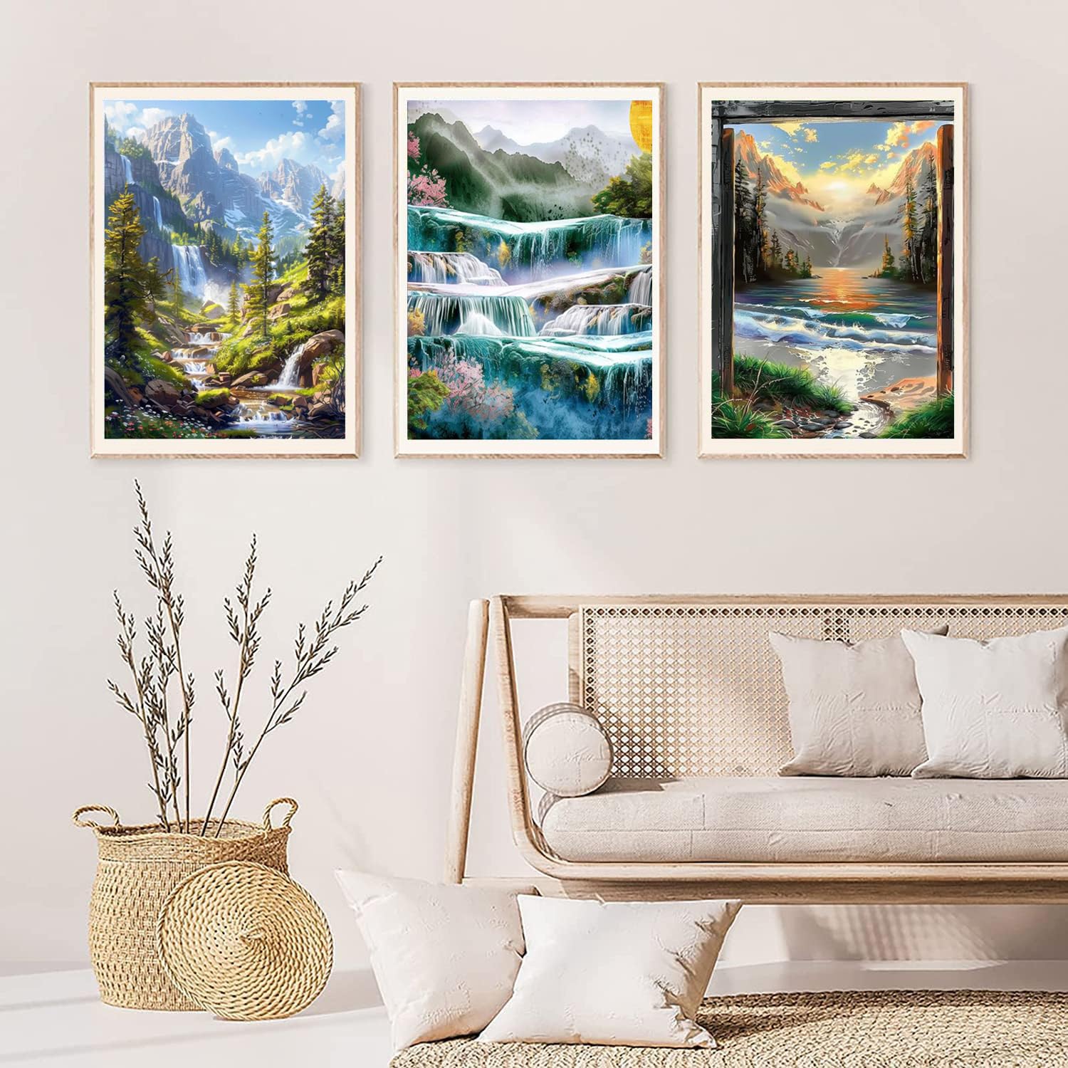 EWJRNSF 6 Pack 5D Diamond Painting Kits for Adults, Diamond Art Kits for Beginners of All Ages, Round Full Drill Painting by Numbers Crafts Home Wall Decor 12 x 16 Inches Landscape