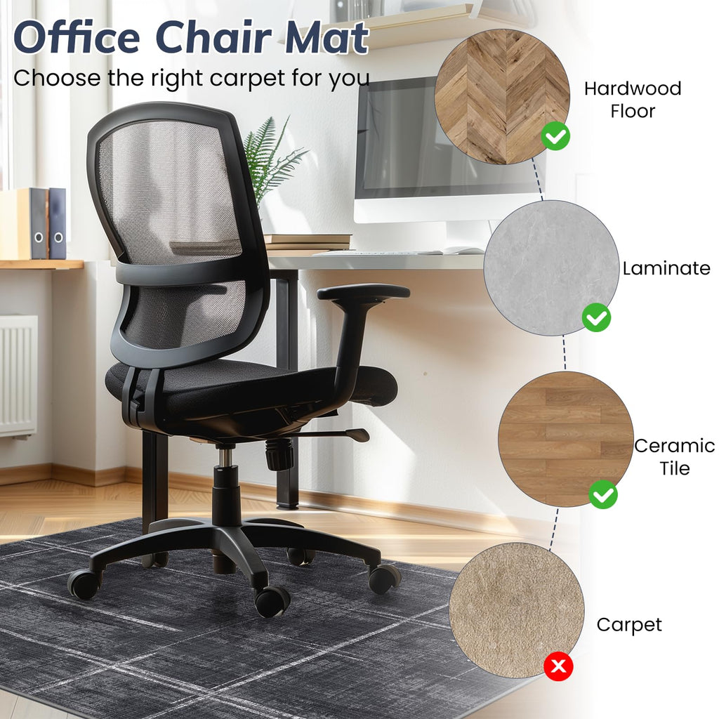 Office Chair Mat for Hardwood Floor&Tile Floor,36"X 48" Heavy Duty Desk Chair Mat for Hard Floors,Under Desk Rug for Rolling Computer Chair,Anti Slip,Low Pile Carpet Floor Protector