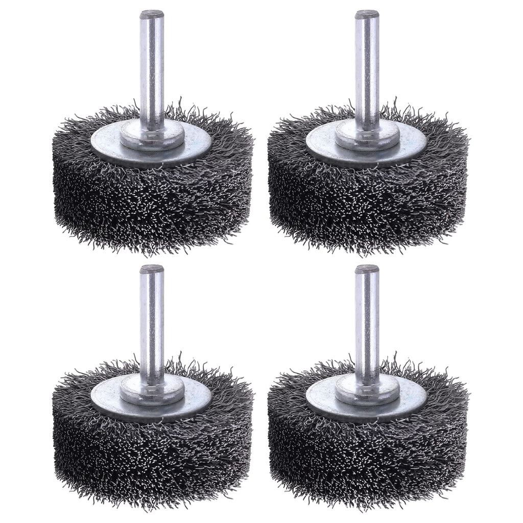 AOKLIT 2 inch Wire Wheel Brush Wire Wheel Brush for Drill Attachment，0.0118" Carbon Steel Wire, 1/4in Shank, 20000RPM，4 Pack Heavy Duty Wire Brushes Removal Paint Rust & Corrosion (4)