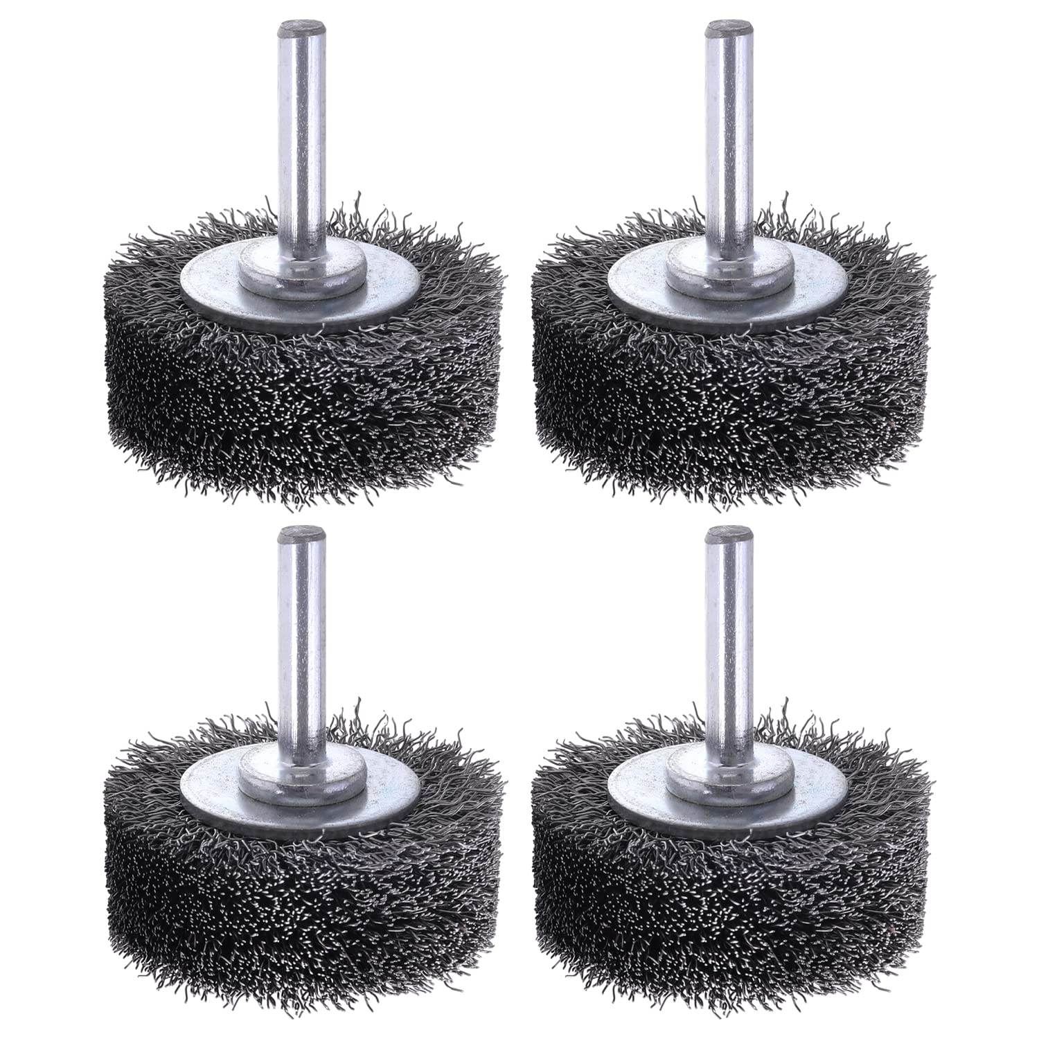 AOKLIT 2 inch Wire Wheel Brush Wire Wheel Brush for Drill Attachment，0.0118" Carbon Steel Wire, 1/4in Shank, 20000RPM，4 Pack Heavy Duty Wire Brushes Removal Paint Rust & Corrosion (4)