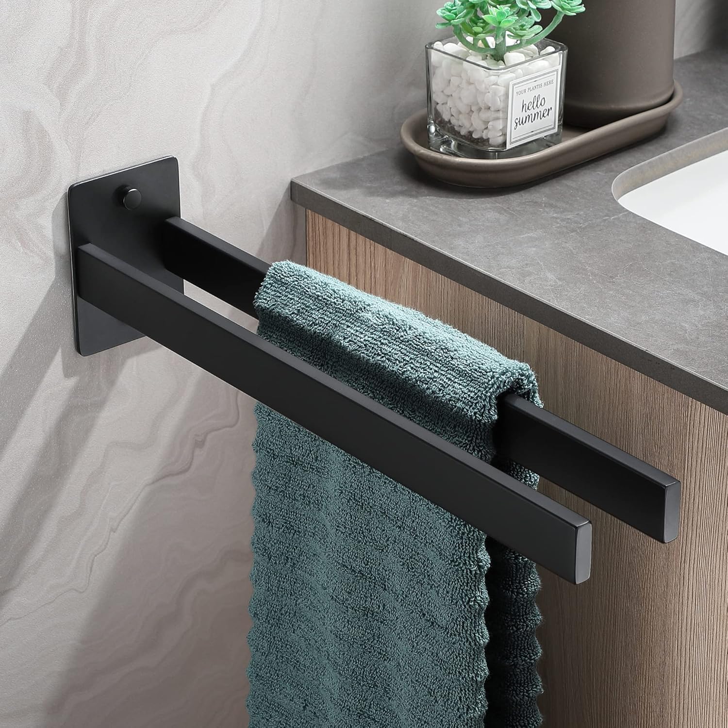 Bathroom Accessories Set, Hand Towel Holder, Black Towel Rack Towel Bar, Towel Racks for Bathroom SUS304 Stainless Steel, Bathroom Towel Holder Towel Rack Wall Mounted