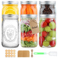 HWASHIN Wide Mouth Mason Jars 32 oz, 6 Pack Quart Canning Jars with Airtight Lids and Bands, Clear Glass Mason Jars for Canning, Pickling, Preserving, Meal Prep