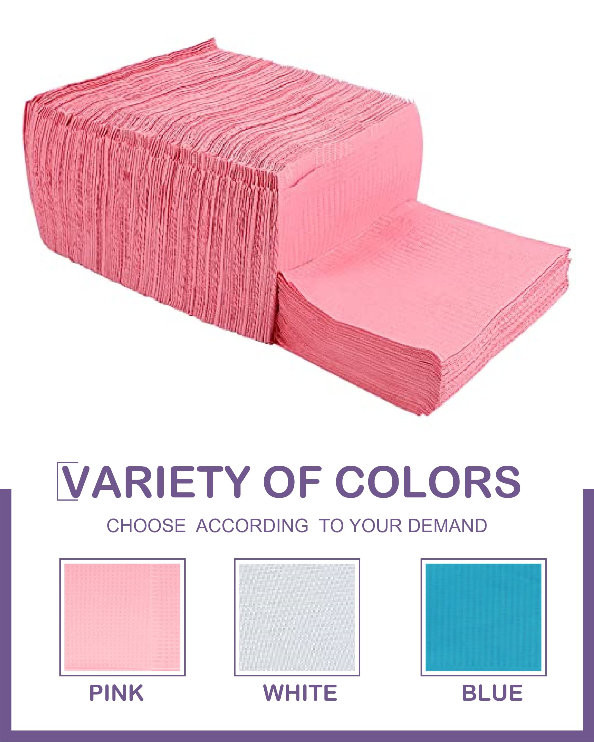 Blazco Pink Dental Bibs 125 Sheets, Disposable Dental Bibs 3 Ply Waterproof Dentist Bib for Adults & Children, Large Bulk Wipes 13'' x 18'' - Best for Medical, Tattoo, Piercing & Personal Use