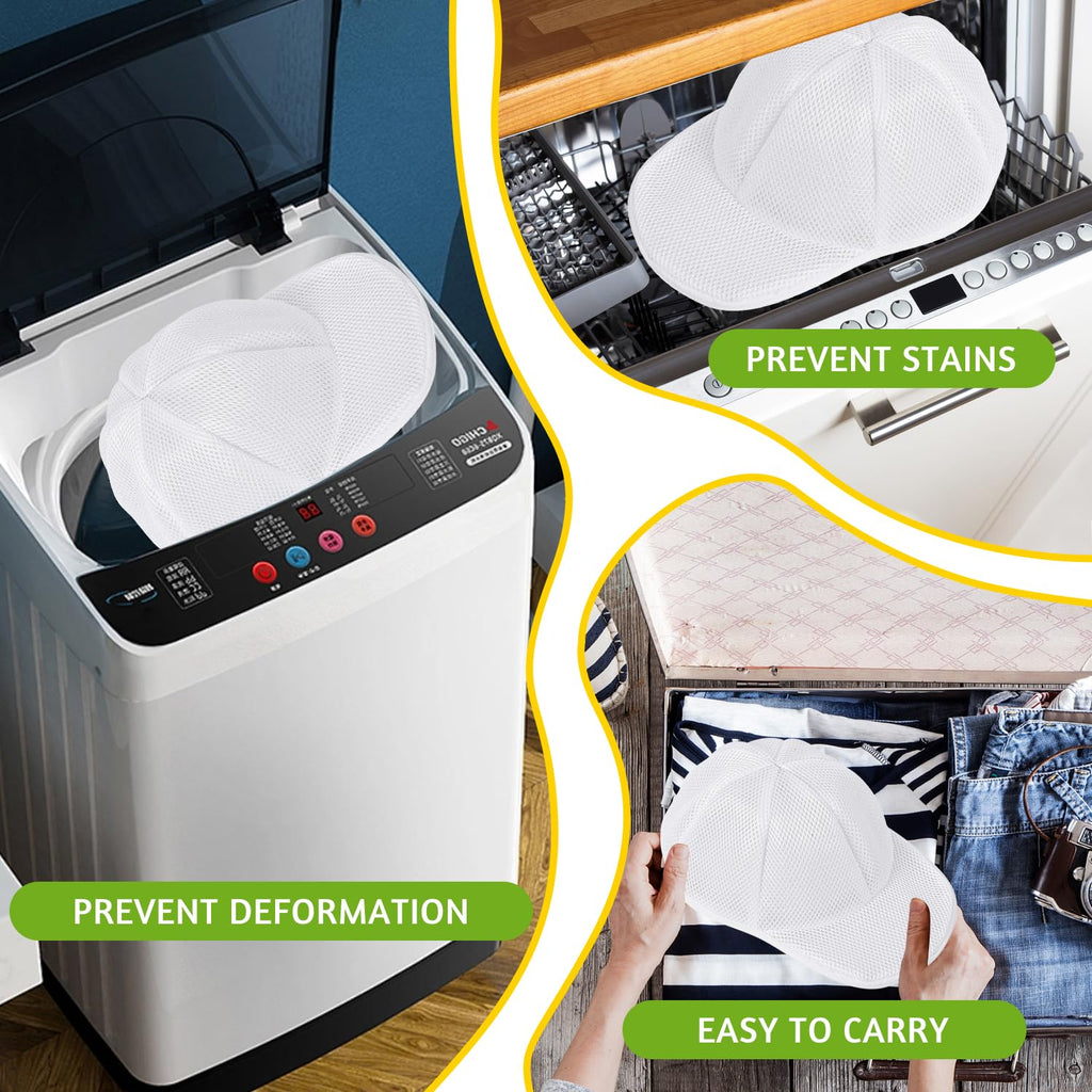 Hat Washer Cage Hats Cleaner, Hat Washer for baseball caps for Washing Machine or Dishwasher, Ball Cap Washers Frame for Flat & Curved Hats.2-Pack White