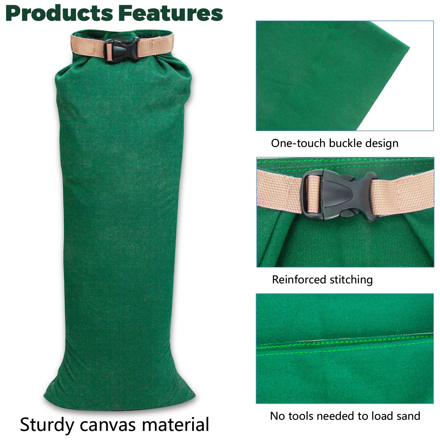 6 Pack Flood Water Barrier Sand Bags,Thickened Long Canvas Flood Protection Sandbags,Winter Bags for Swimming Pool Covers,Reusable Quick Flood Barrier for Home Flood Control