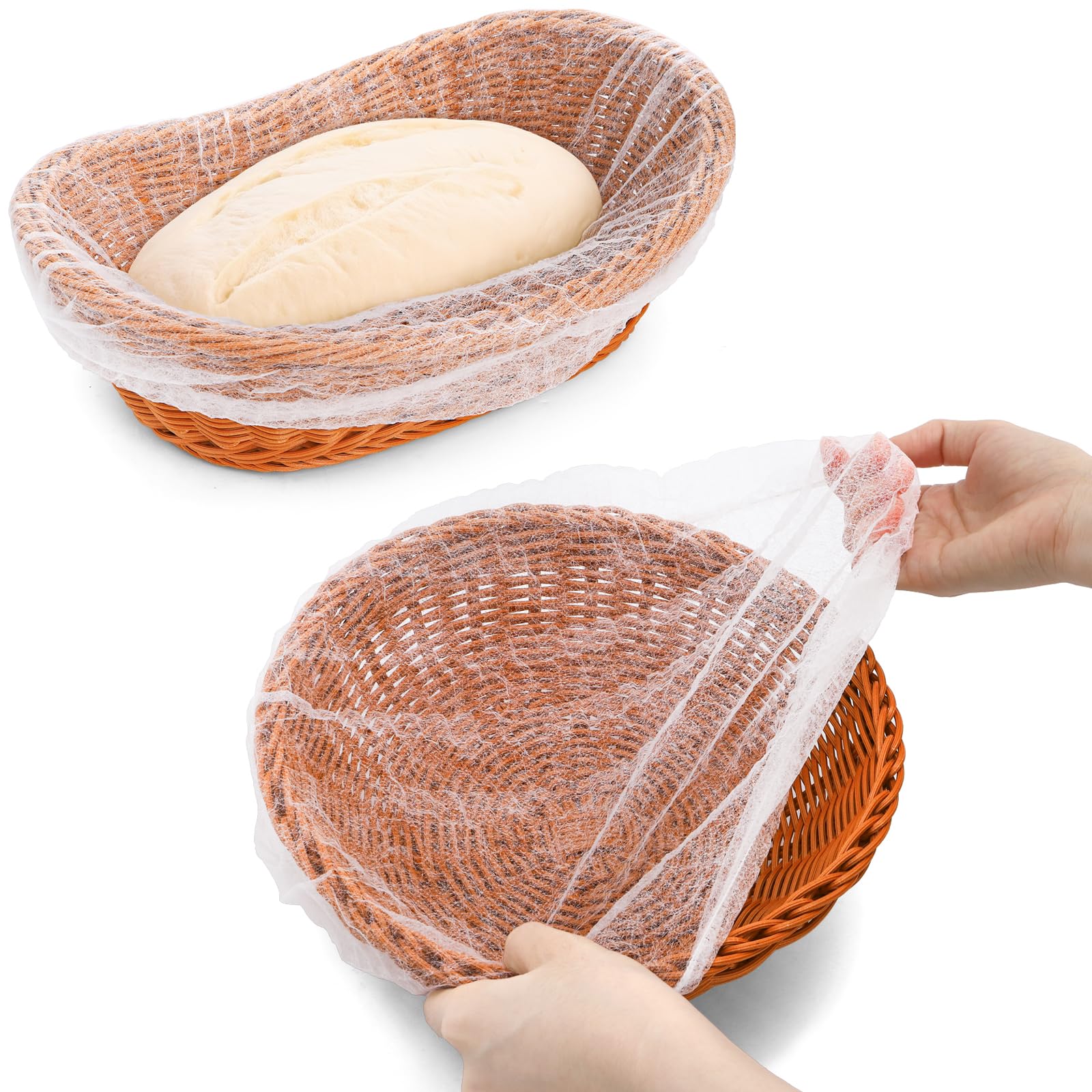Suwimut 500 Pack Disposable Banneton Liner Bread Proofing Basket Covers, Non-Stick Bread Bowl Liners for Sourdough, Rising Dough, Elastic Baking Cloth Prevents Dough from Sticking to Basket