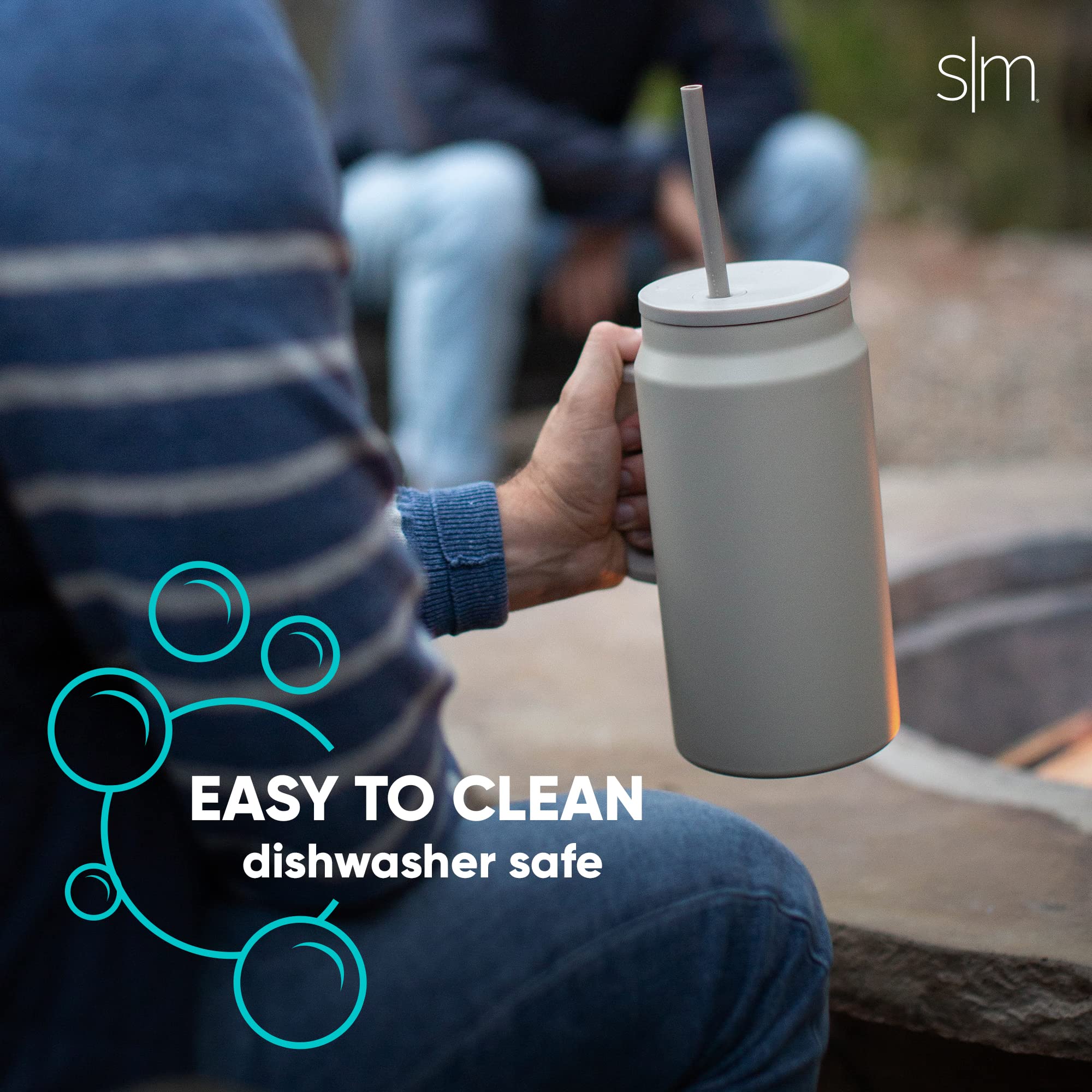 Simple Modern Tumbler with Handle and Straw | Insulated Stainless Steel Large Water Jug | Gifts for Women & Men | Trek Collection | 50oz | Almond Birch