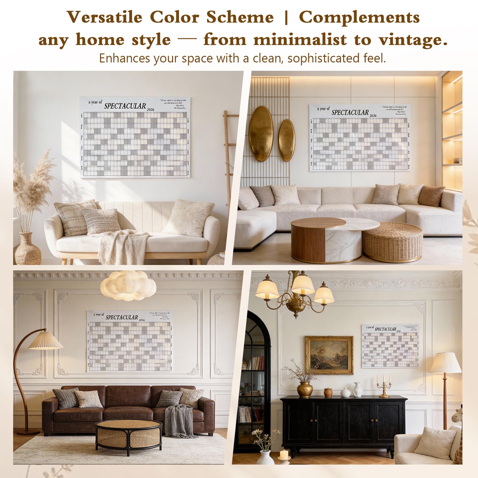 The Big Ass Calendar 2026 Full Year Wall Calendar Dry Erase Yearly Planificateur Familial Giant at a Glance One Page Calendars Small Desk Digital White Board 2026-2027 for Mom or Friends