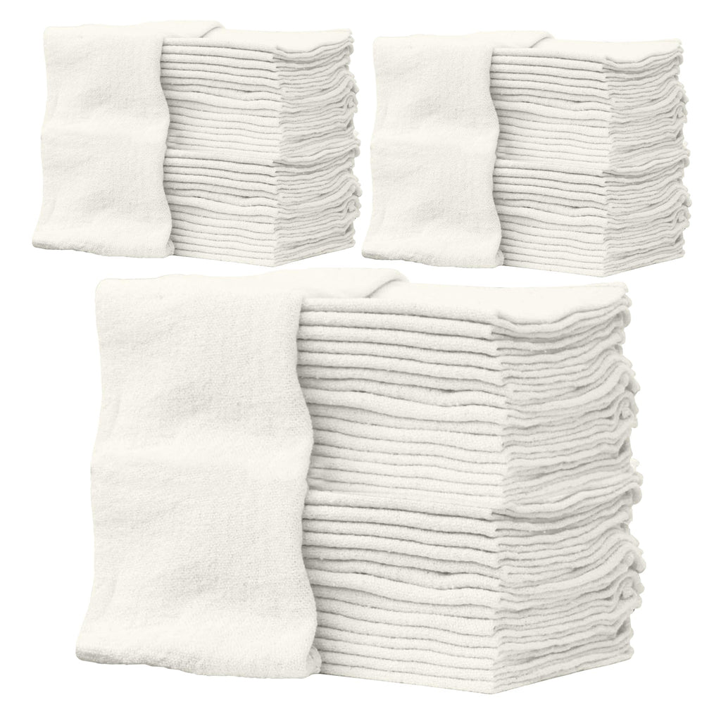 ZUPERIA Shop Towels (14" x 12" Inches - Pack of 100) Commercial Grade Cleaning Rags Bulk for Garages, Automobiles, Industries and Homes (White)
