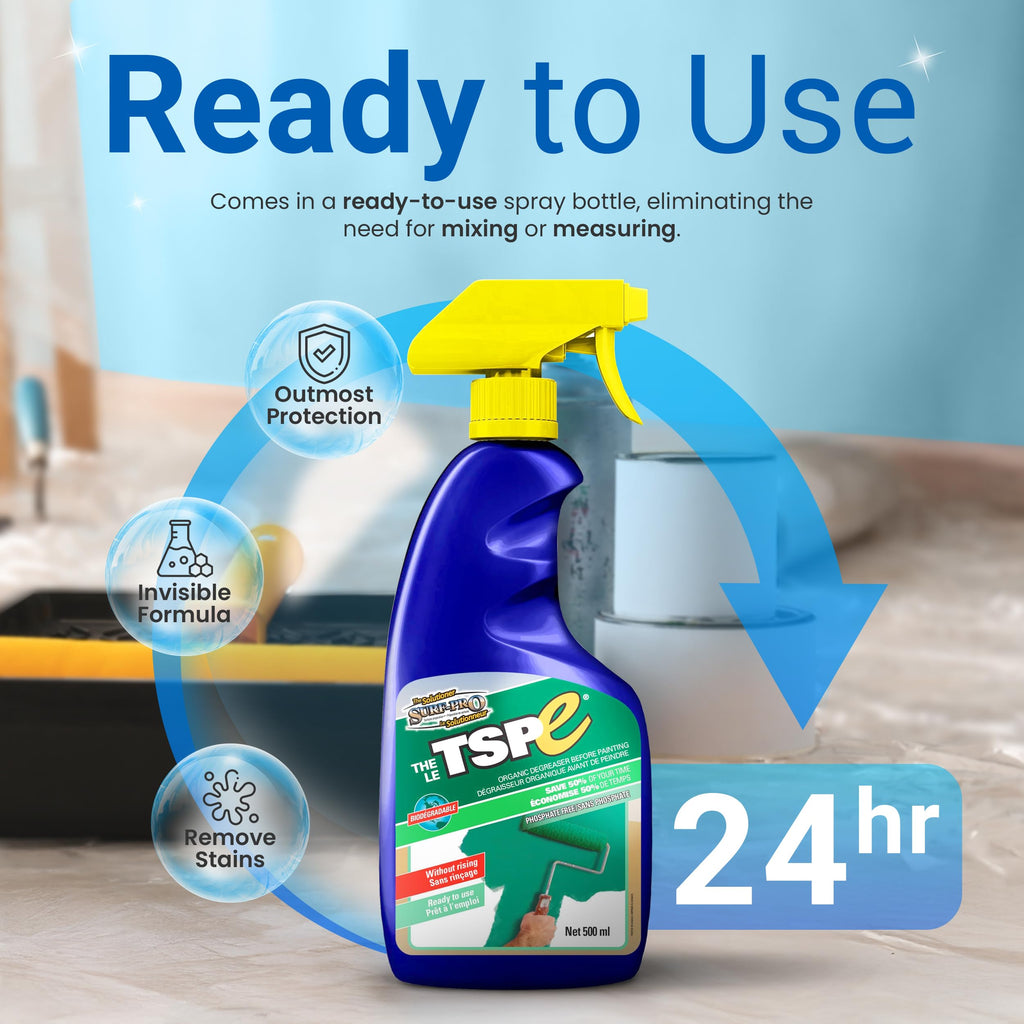 TSPE Cleaner Spray – 500ml / 16.9 oz No-Rinse Phosphate-Free Degreaser – Eco-Friendly TSP Substitute for Cabinets, Walls, Paint Prep, and Kitchen Cleaning – Biodegradable Formula