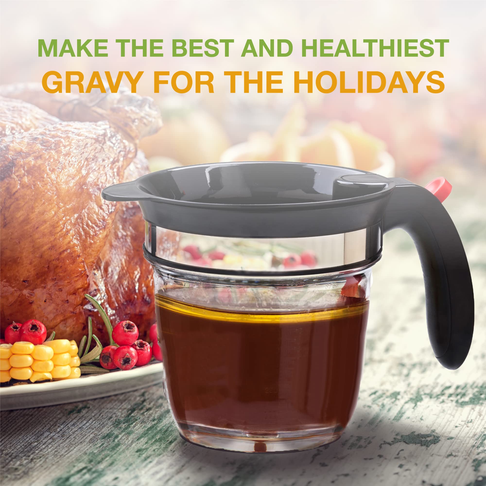 Fat Separator With Bottom Release - 4 Cup Gravy & Fat Separator with Strainer