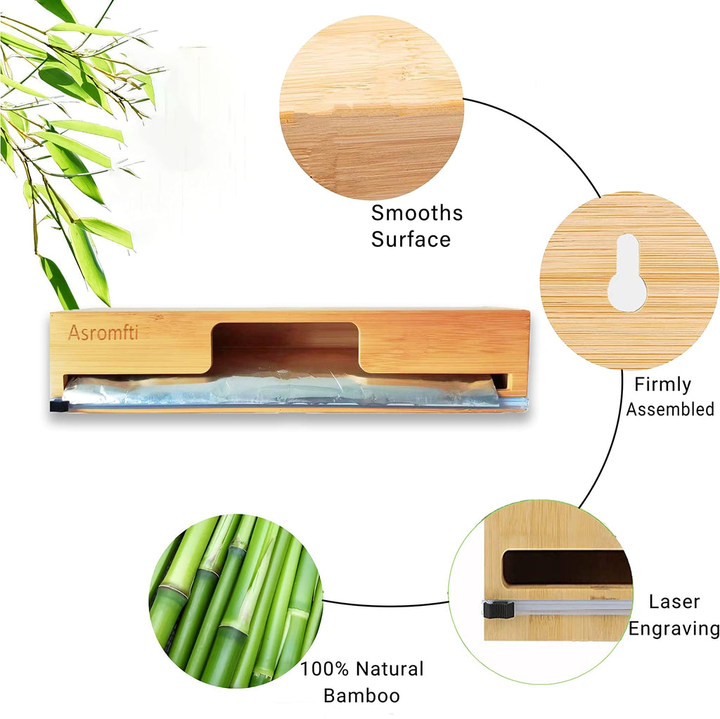 15 in Long Foil and Plastic Wrap Dispenser with Slide Cutter, Bamboo Kitchen roll Organizer Holder for 15’’roll,Compatible with Aluminum Foil, Parchment Paper,Wax Paper,Cling Film