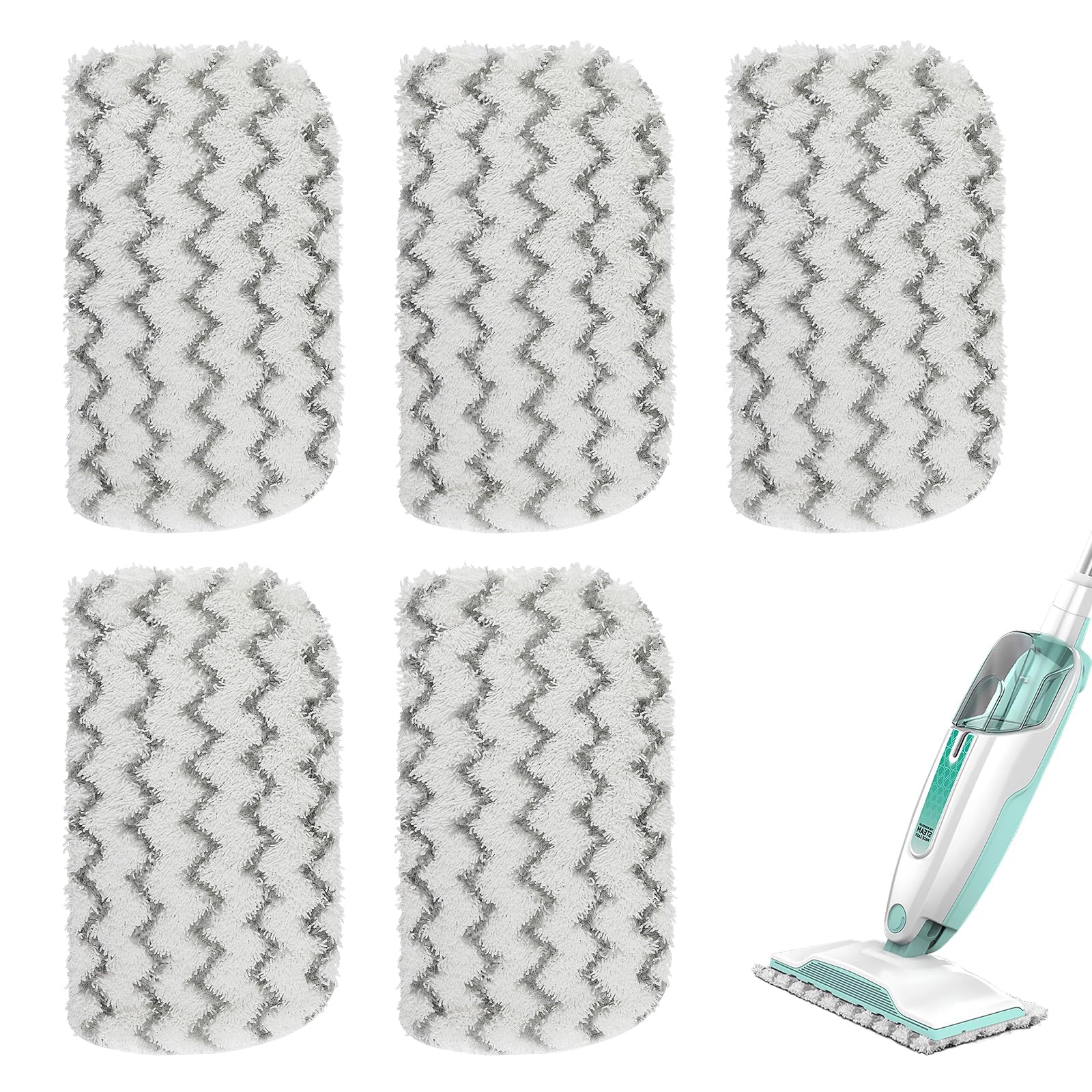 5 Packs Steam Mop Pads for Shark Steam Mop S1000 S1000A S1000C S1000WM S1001C Steamer Pads Dirt Grip Absorbing Refill,Microfiber Mop Pad for Beldray BEL01097 Steam Cleaner Cloths