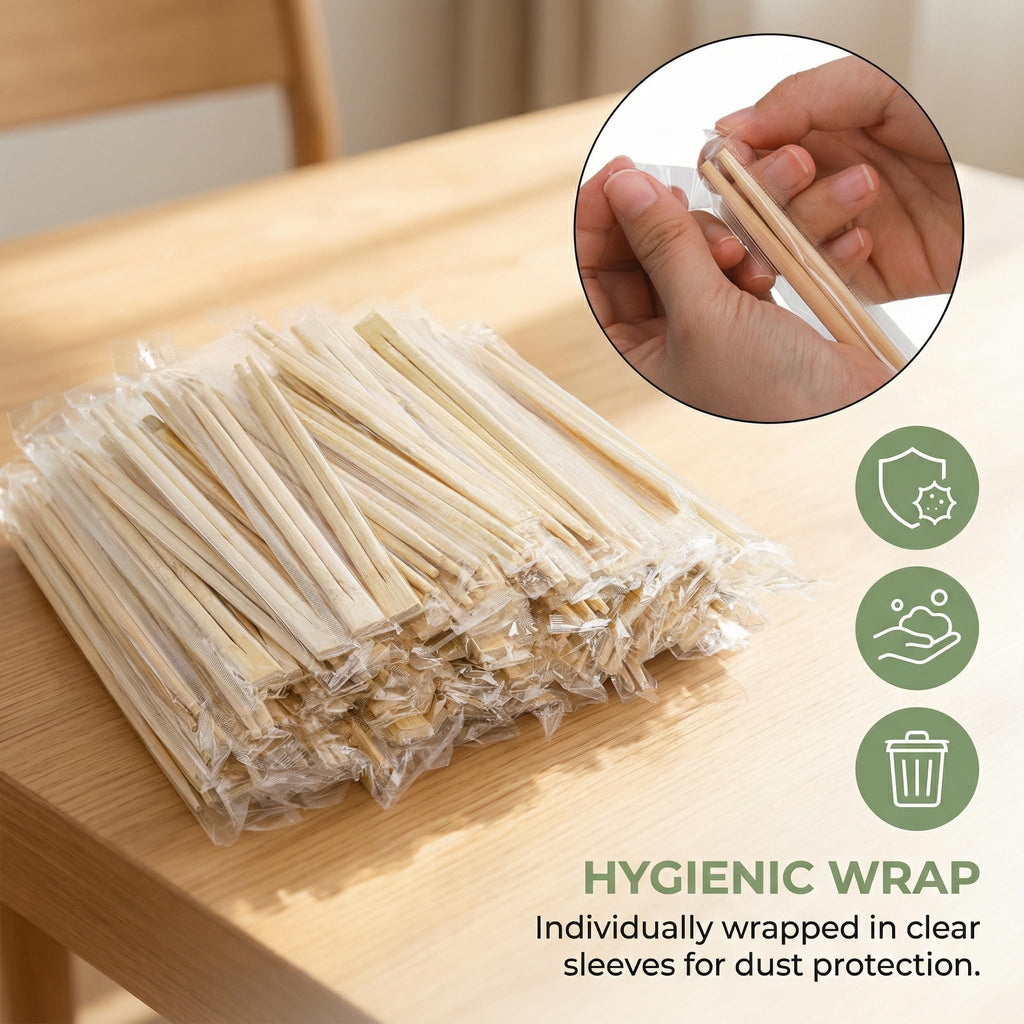 Hiceeden 360 Pairs Disposable Bamboo Chopsticks, Individually Wrapped Chopstick Bulk for Take-Out Orders, Restaurants, Picnics, Clear Sleeve Film