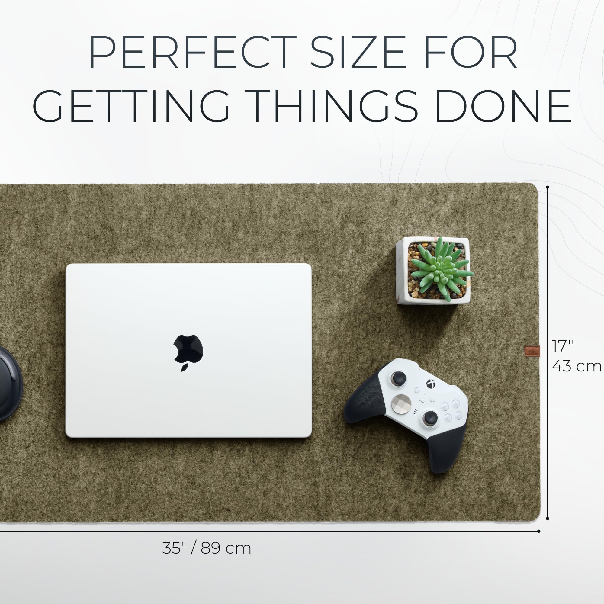 Nordik Large Felt Desk Mat – Timber Moss Green – 89 x 43 cm – Computer Desk Mat – Keyboard and Mouse Pad – Large Desktop Felt Pad