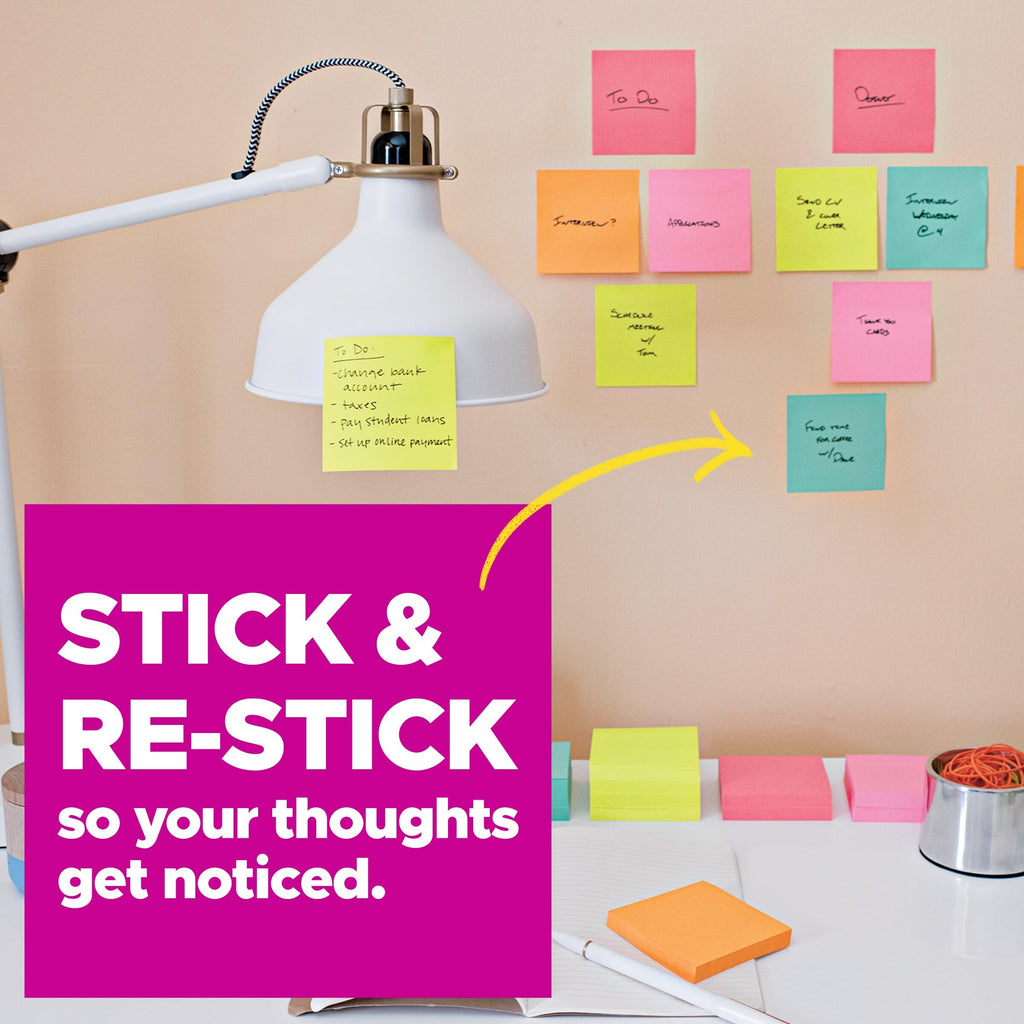 Post-it Super Sticky Notes, 3 x 3-Inches, Canary Yellow, 10-Pads/Pack