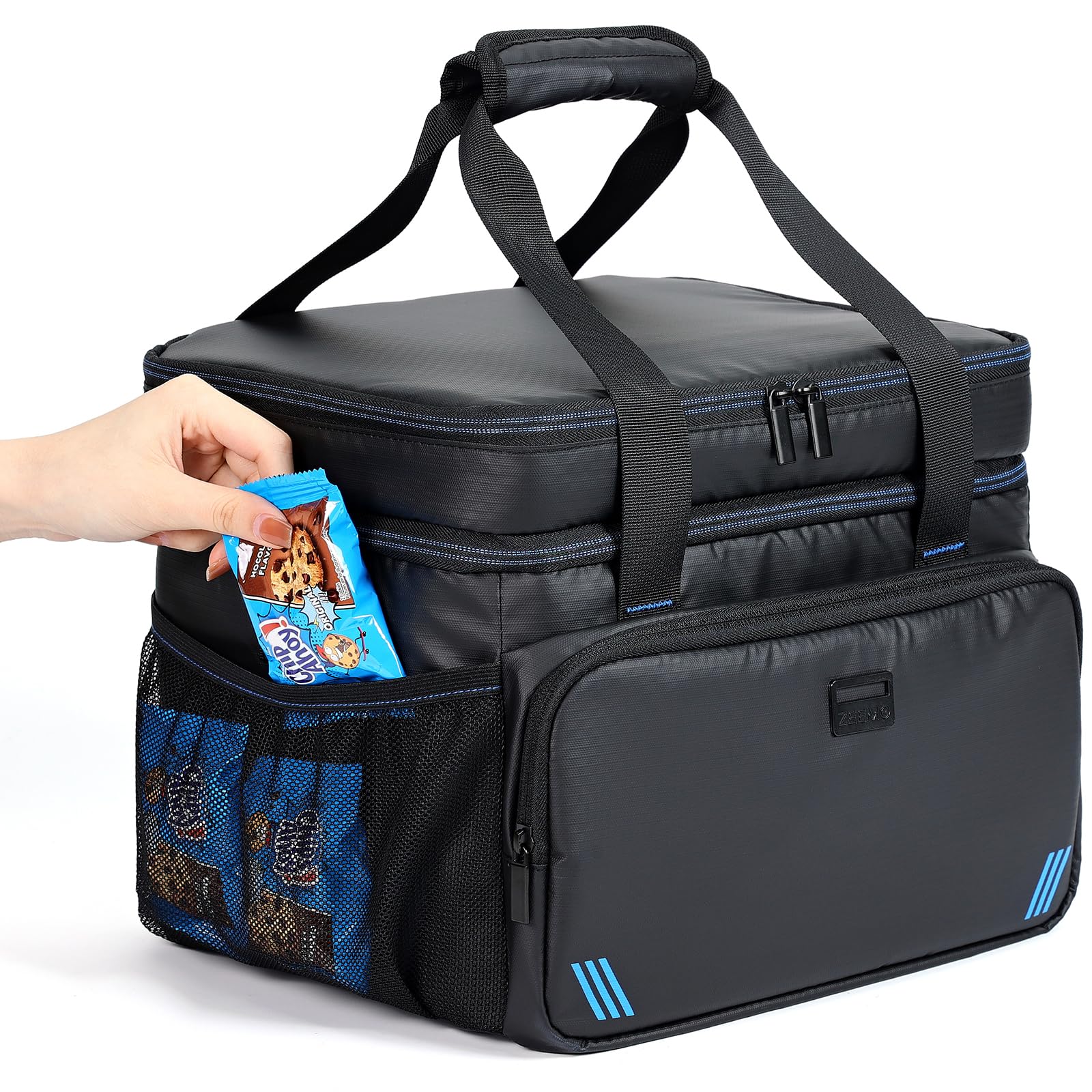 ZEEMO Soft Cooler Bag, Insulated Lunch Box, 19 L Ice Chest, Double Leakproof Layers, Waterproof and Collapsible Case for Work Outdoor Trip, Black