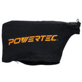 POWERTEC Miter Saw Dust Collector Bag for 7-1/4", 8-1/2" Miter Saw, Fits Nominal 1-1/2" Dust Ports, Hook and Loop Dust Bag w/Zipper, Wired Adjustable Stand Miter Saw Accessories (75081)