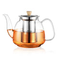 CNGLASS 1100ml Glass Teapot with Infuser,Clear Glass Tea Kettle with Removable Stainless Steel Strainer,Stovetop Safe Glass Teapot for Blooming and Loose Leaf Tea