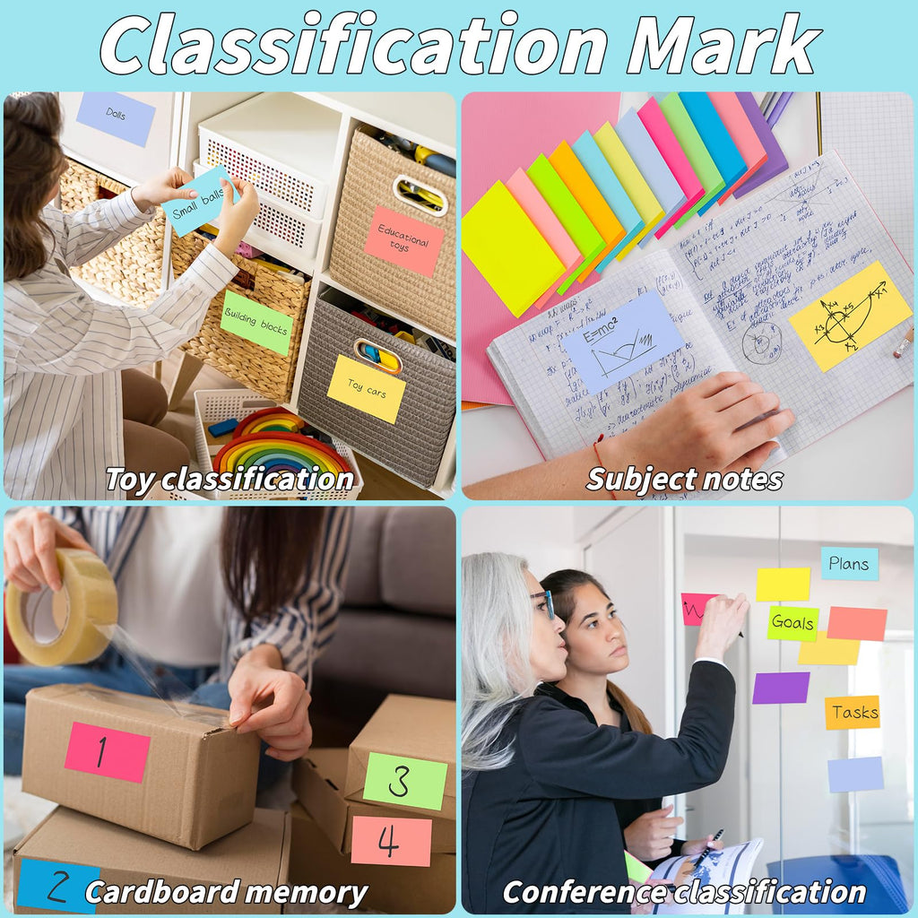 36 Pads Large Sticky Notes 3in x 5in, 12 Colors Adhesive Self-Stick Multicolor Memo Note Pads Bright Colorful Rectangle Sticky Notes for Office Home School Meeting Blank Desk Notebook 45 Sheets/pad