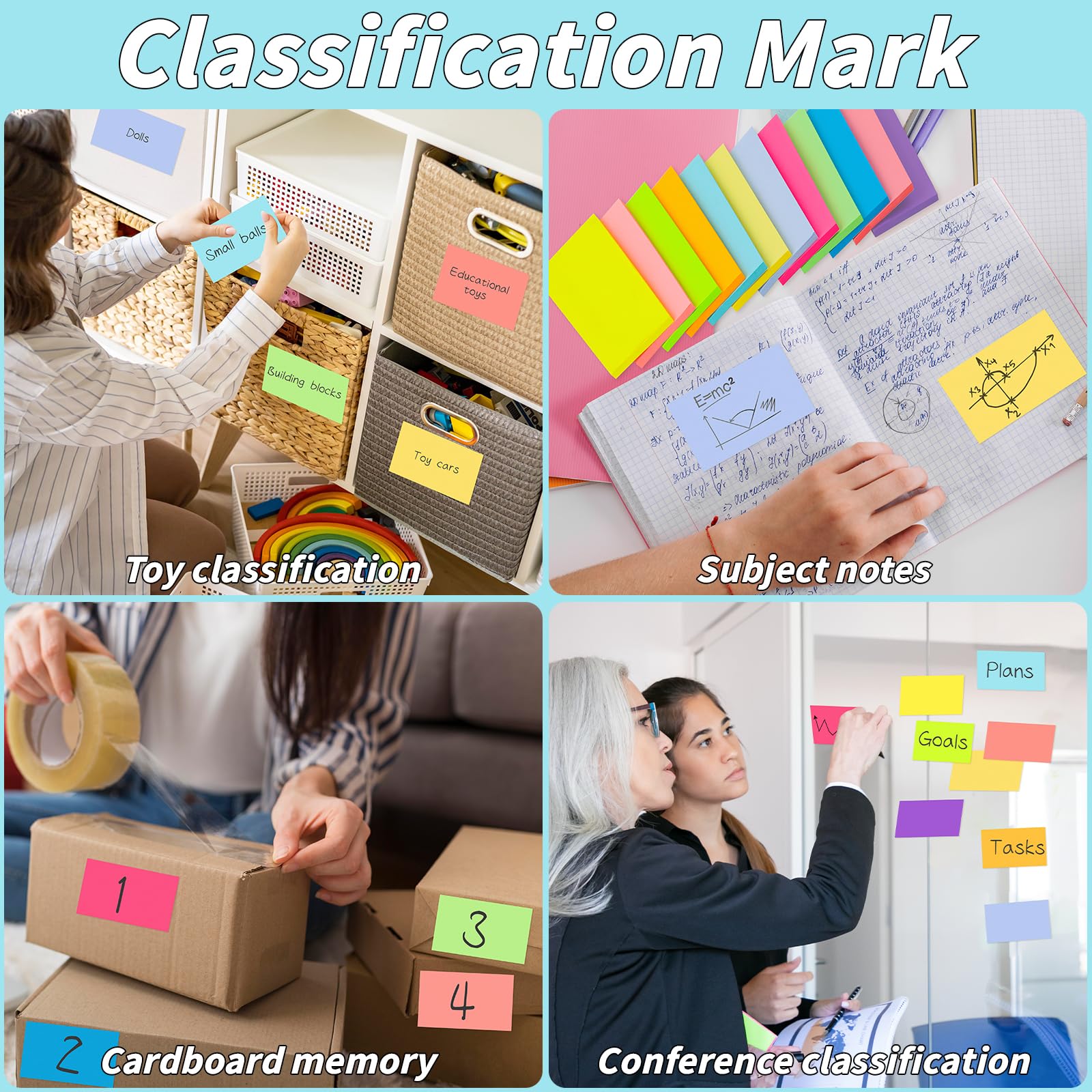 36 Pads Large Sticky Notes 3in x 5in, 12 Colors Adhesive Self-Stick Multicolor Memo Note Pads Bright Colorful Rectangle Sticky Notes for Office Home School Meeting Blank Desk Notebook 45 Sheets/pad