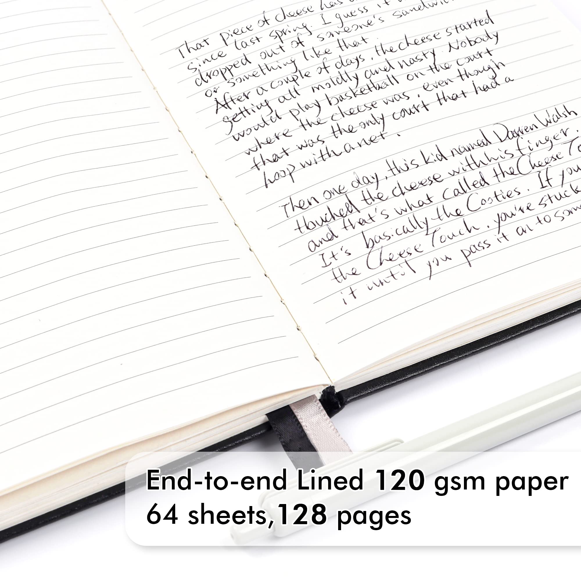 feela 3 Pack Notebooks Journals Bulk with 3 Black Pens, A5 Hardcover Notebook Classic Ruled Lined Journal Set with Pen Holder for Work Business Journaling Note Taking, 120 GSM, 5.1”x8.3”, Black