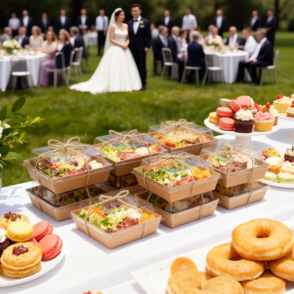 Charcuterie Boxes with Clear Lids Mini Bakery Boxes Disposable Treat Boxes to Go Small Food Containers for Dessert Cookie Sandwich Cake 5.3x4.9x2.5INCH(50 Pack, Brown)