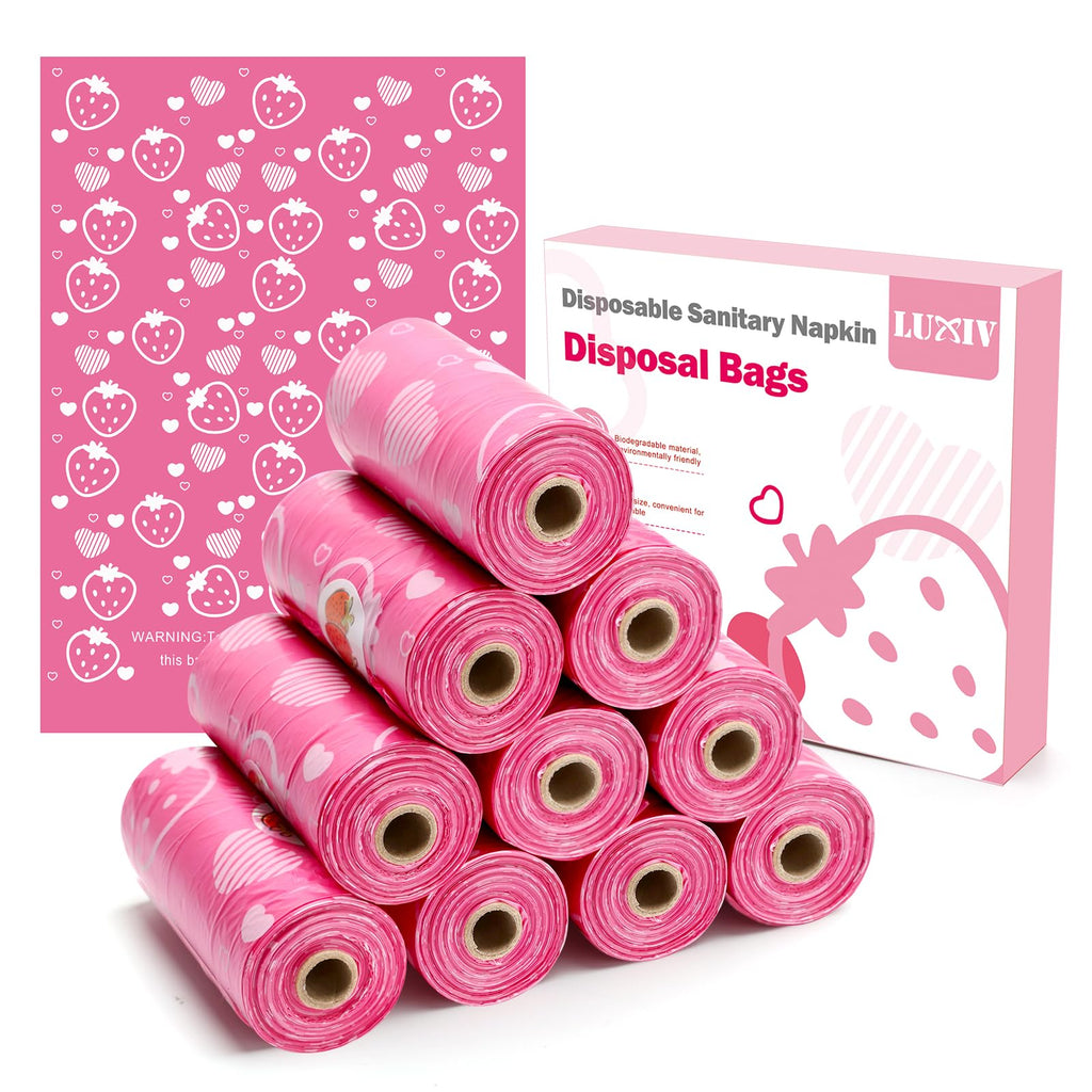 150Pcs Sanitary Napkin Disposal Bags, Luxiv Pink Disposable Sanitary Bag Personal Care Disposal for Tampons Trash Bag, Disposable Mini Bags for Women Privacy Handling Bag Diaper Sack