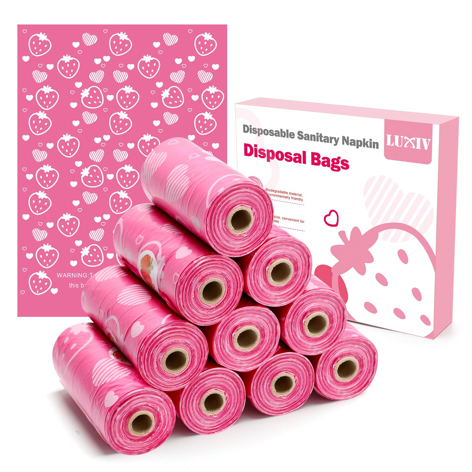 150Pcs Sanitary Napkin Disposal Bags, Luxiv Pink Disposable Sanitary Bag Personal Care Disposal for Tampons Trash Bag, Disposable Mini Bags for Women Privacy Handling Bag Diaper Sack