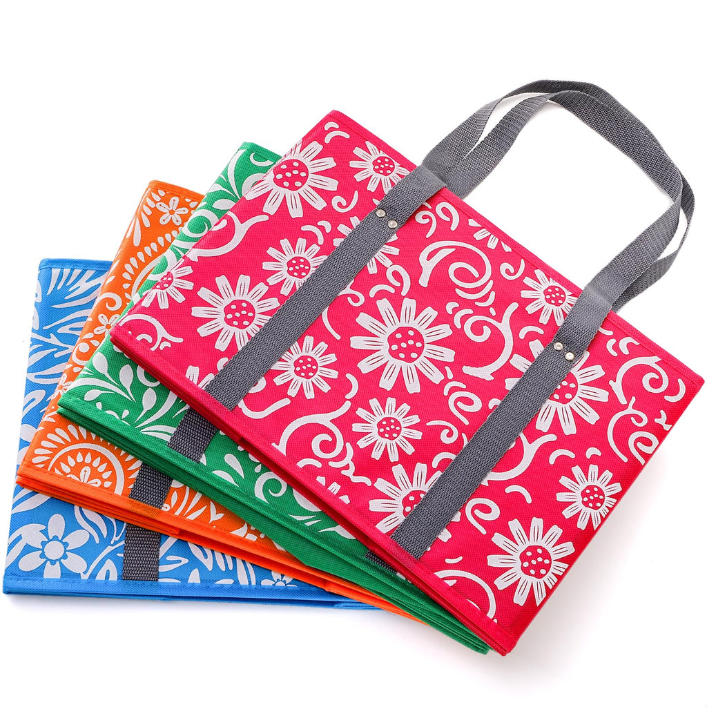 Yarlung 4 Pack Reusable Grocery Bags, Collapsible Large Storage Box Bag with Reinforced Bottom and Handle, Heavy Duty Foldable Shopping Tote Bags for Groceries, Clothes, Toys Organizer