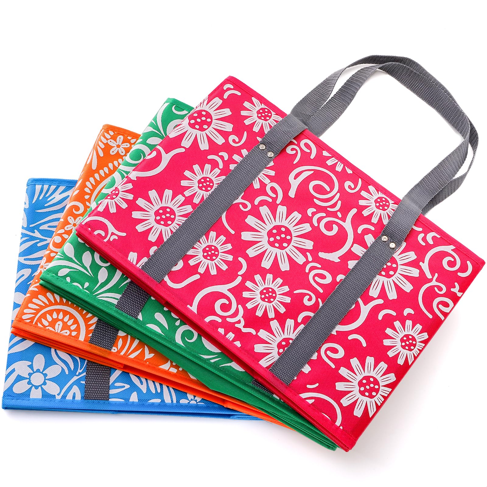 Yarlung 4 Pack Reusable Grocery Bags, Collapsible Large Storage Box Bag with Reinforced Bottom and Handle, Heavy Duty Foldable Shopping Tote Bags for Groceries, Clothes, Toys Organizer