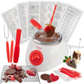 Electric Chocolate Melting Pot Set- Candy Making or Fondue Fountain Kit w/ 30 Bonus Accessories-Dip, Drizzle & Decorate Strawberries & Marshmallow Snacks-Summer S'mores Maker-Party Appetizers Desserts