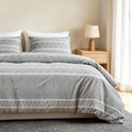 Lekesky Duvet Cover Queen, Ultra Soft Brushed Microfiber Queen Duvet Cover Set, 3 Pieces Breathable Queen Bedding Sets with Zipper Closure and Corner Ties, Grey Striped