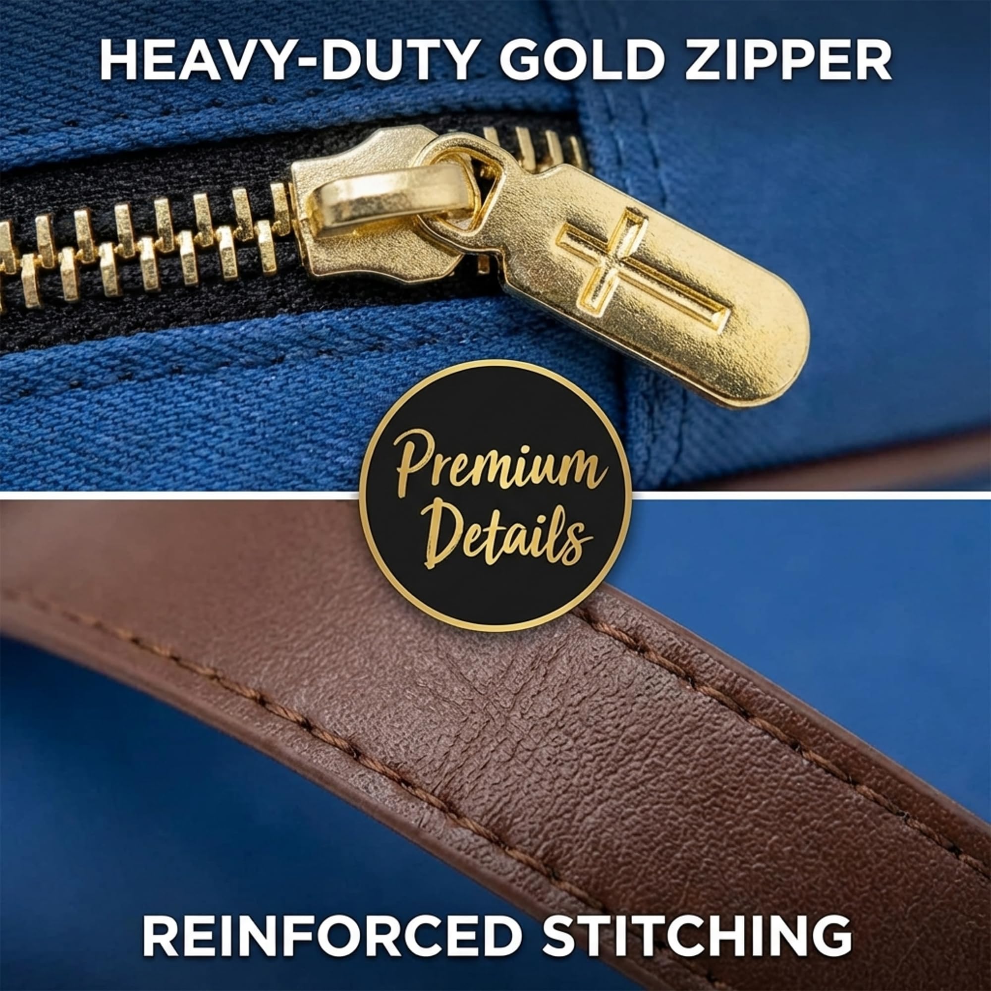Performore Bible Cover for Men & Boys, Blue Jean Canvas Bible Case with Handle and Zipper, Large Carrying Case for Kids, Heavy Duty Church Bag, Water-Resistant, Christian Gifts, 10.2 x 7.5 x 2.7 in
